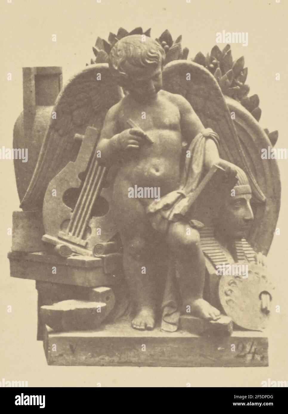 'Les Beaux-Arts', Sculpture de Jehan Duseigneur, Décoration du Louvre, Paris. Édouard Baldus (né en Allemagne, 1813 - 1889) Banque D'Images