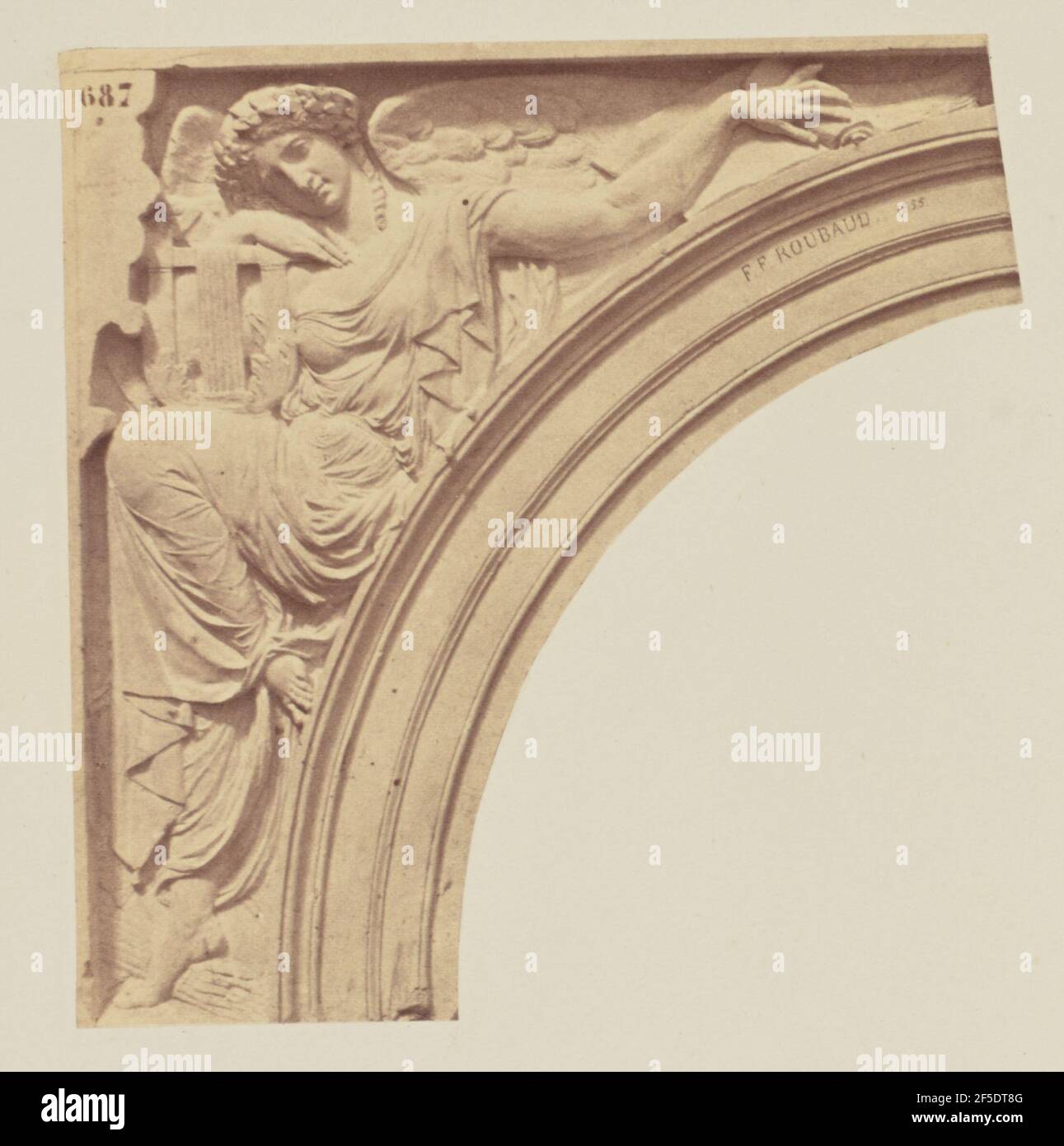 'La Poésie', Sculpture de François Félix Roubaud, Décoration du Louvre, Paris. Édouard Baldus (né en Allemagne, 1813 - 1889) Banque D'Images