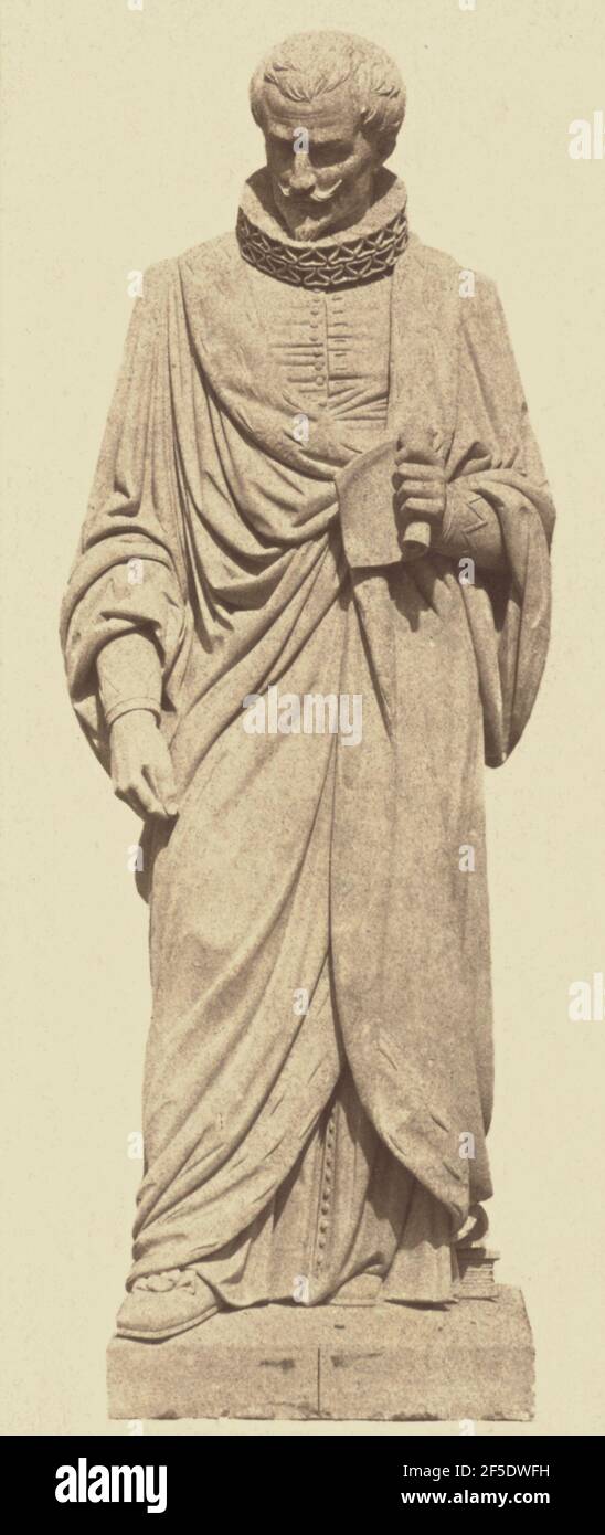 'De Thou', Statue d'Auguste Louis Deligand, Décoration du Louvre, Paris. Édouard Baldus (né en Allemagne, 1813 - 1889) Banque D'Images