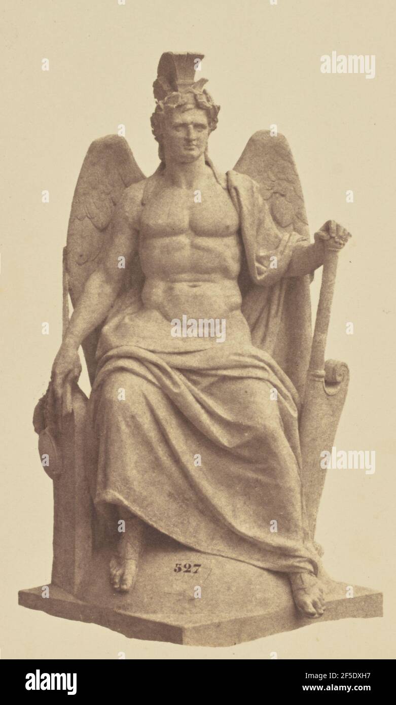 'La puissance', Sculpture d'Antoine Laurent Dantan, Décoration du Louvre, Paris. Édouard Baldus (né en Allemagne, 1813 - 1889) Banque D'Images
