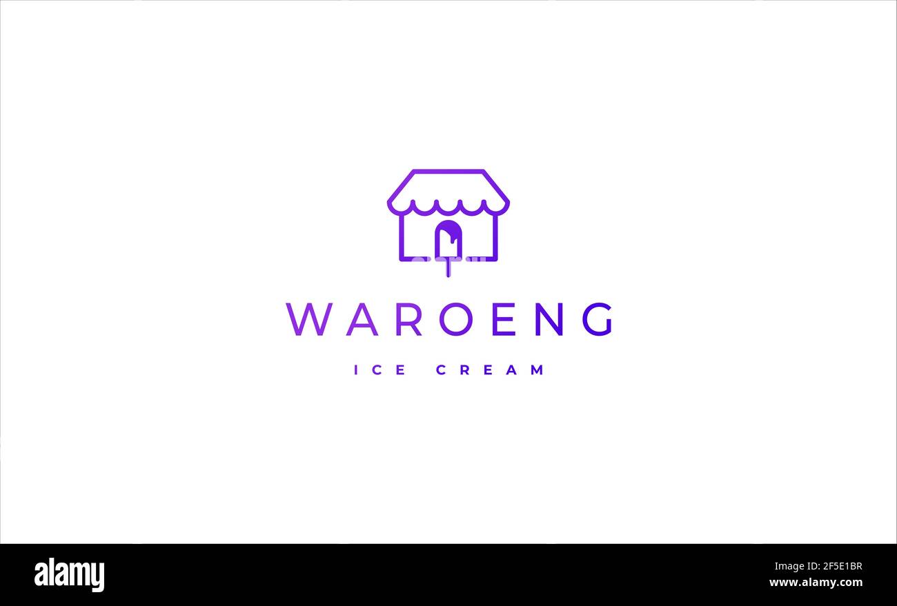 logo du magasin de crème glacée à la maison Banque D'Images