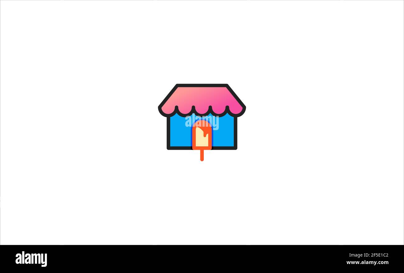 logo du magasin de crème glacée à la maison Banque D'Images