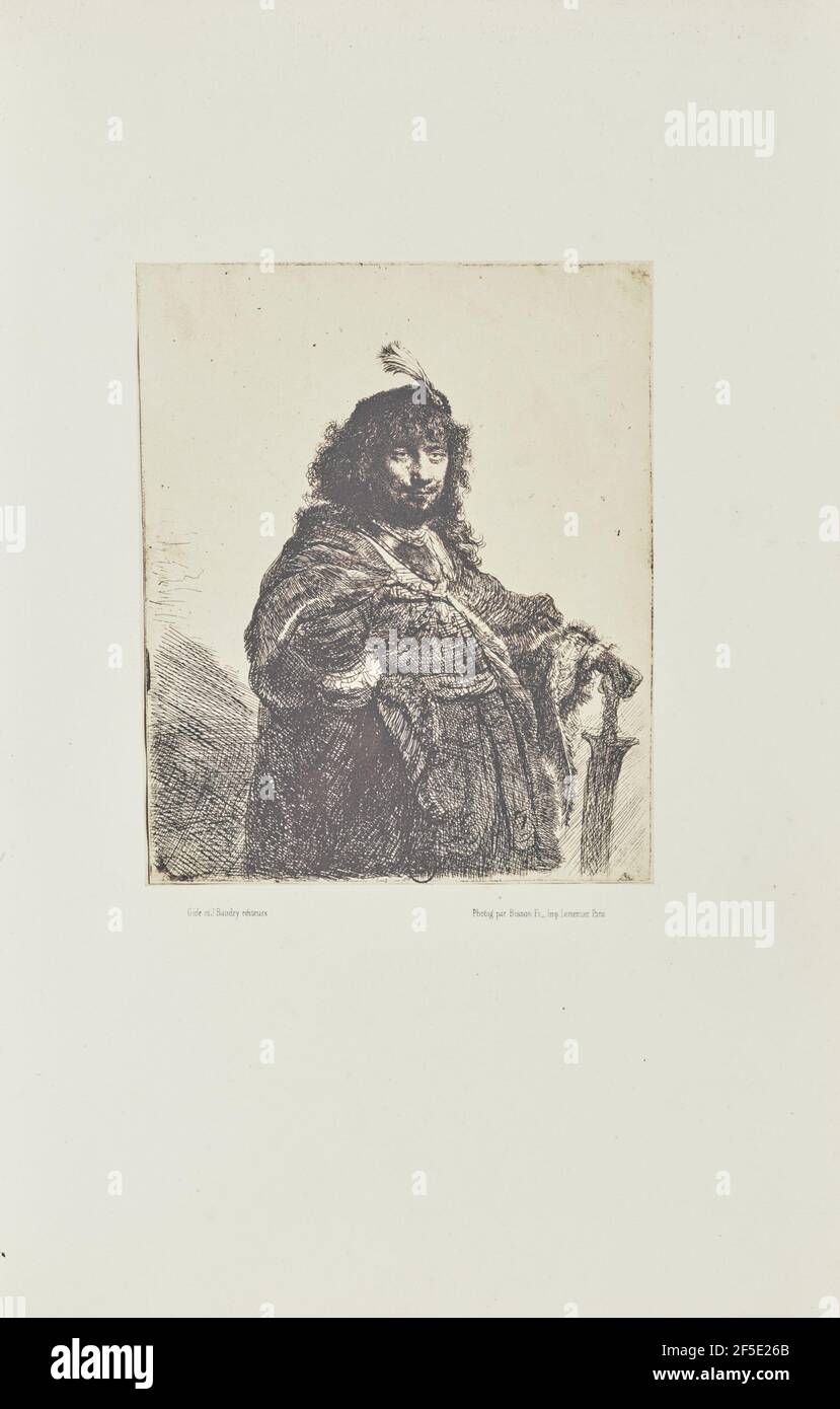 Autoportrait (?) avec bouchon plubé et sabre abaissé. Bisson Frères (français, actif 1840 - 1864) Banque D'Images