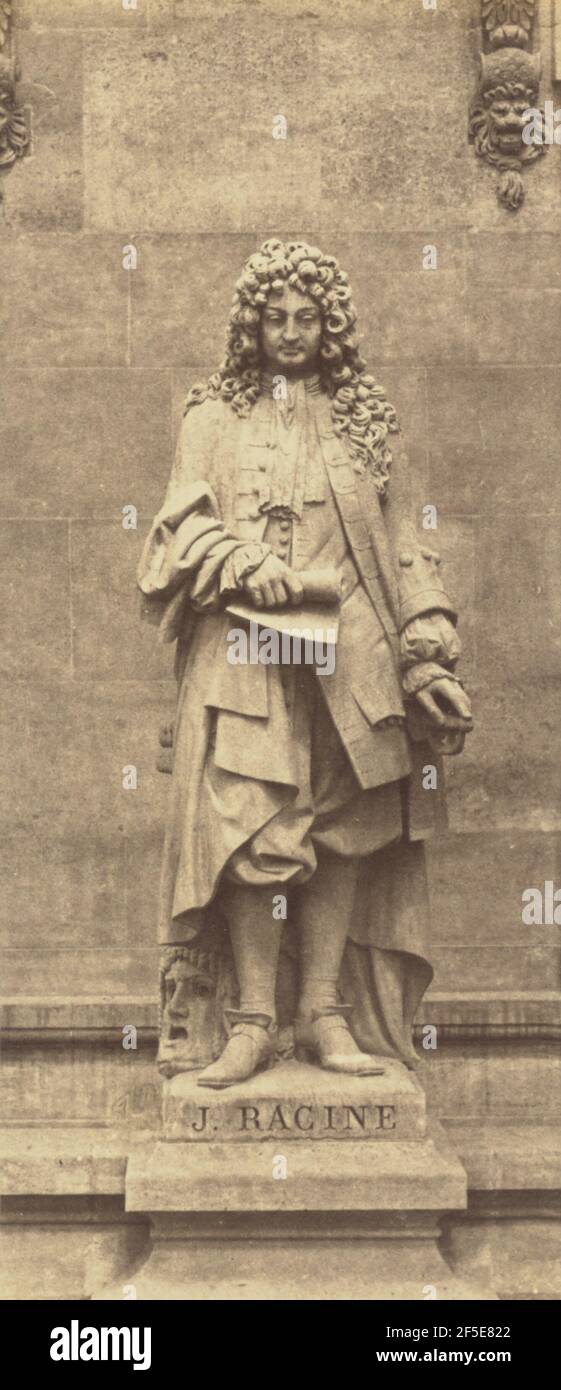 'Racine', Statue de Michel-Pascal, Décoration du Louvre, Paris. Édouard Baldus (né en Allemagne, 1813 - 1889) Banque D'Images