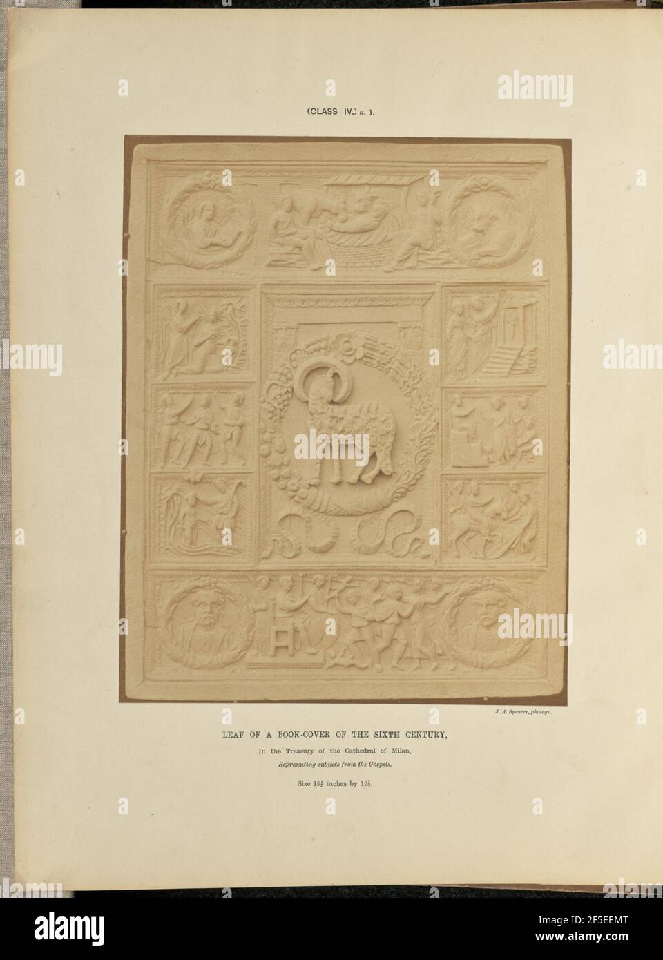 Feuille d'une couverture de livre du Sixième siècle. John A. Spencer (Grande-Bretagne, 1827 - 1878) Banque D'Images