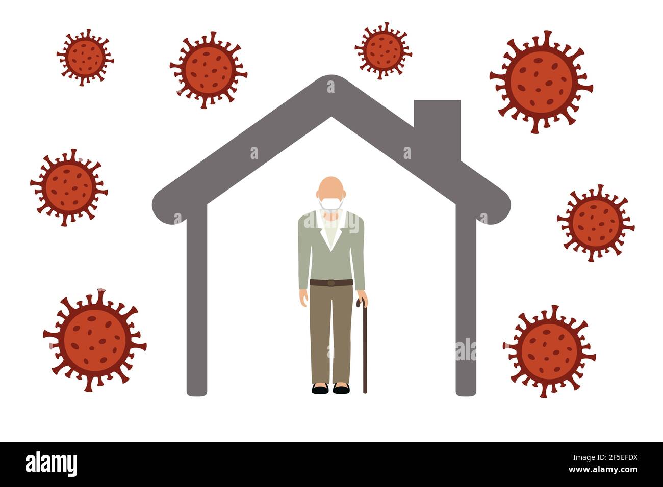 vieux solitaire en quarantaine virus info graphique Illustration de Vecteur