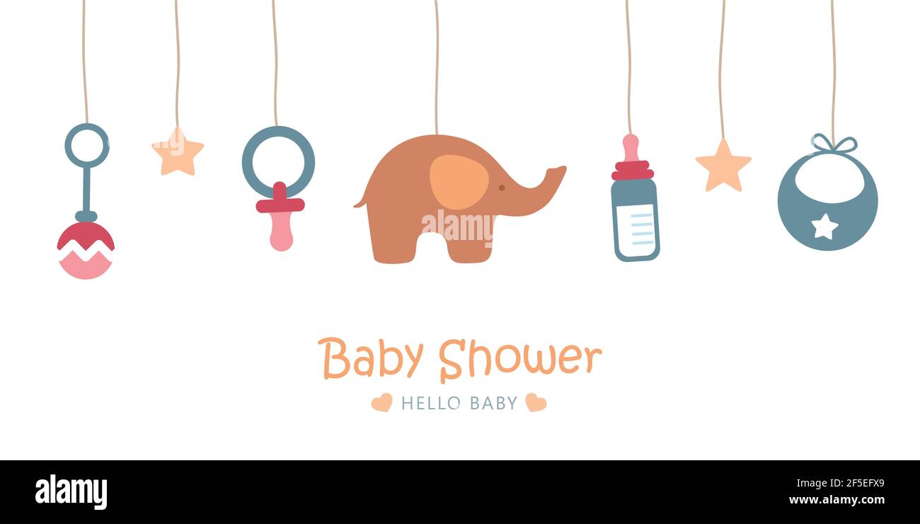 Carte De Bienvenue De Bebe Pour L Accouchement Avec Des Ustensiles De Suspension Image Vectorielle Stock Alamy