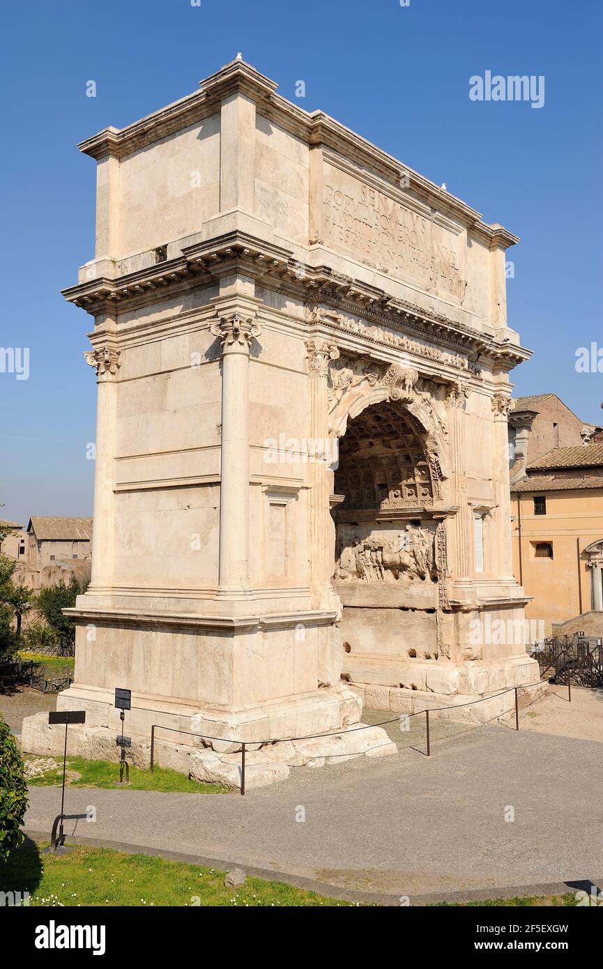 Italie, Rome, Forum romain, arc de Titus Banque D'Images