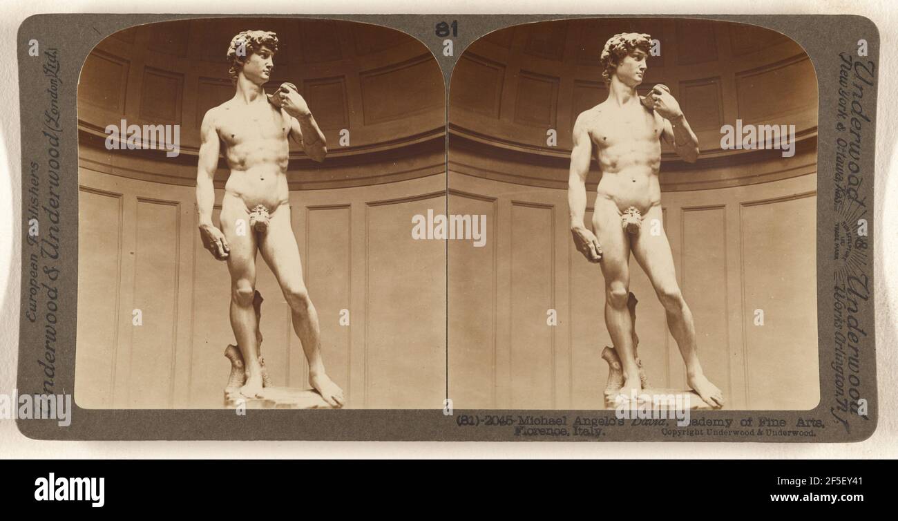 David de Michael Angelo, Académie des Beaux-Arts, Florence, Italie. Underwood & Underwood (cuisine américaine, fondée en 1881, dissoute dans les années 1940) Banque D'Images