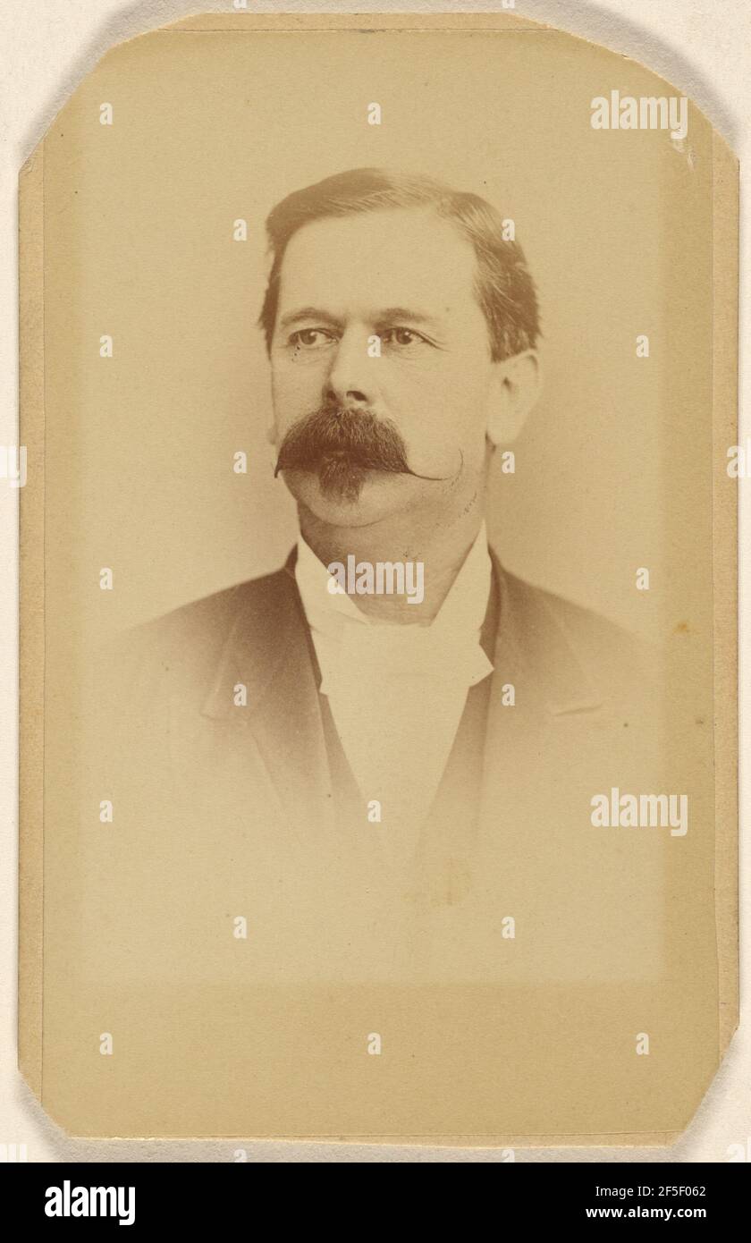 Homme non identifié à la moustache brousse, imprimé en style vignette. A. & G. Taylor (Royaume-Uni, Leeds, Angleterre, 1890) Banque D'Images