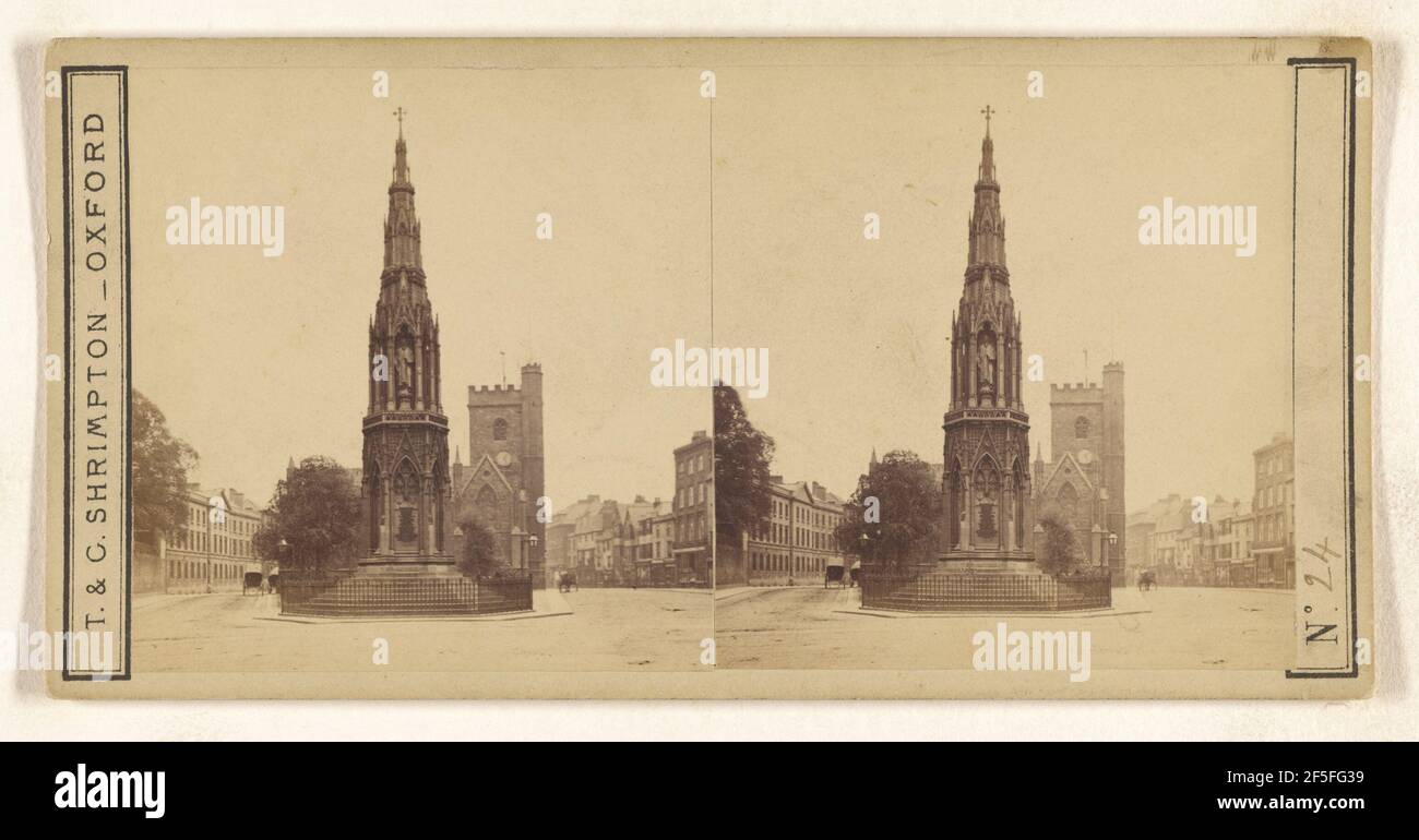 Monument des martyrs, Oxford 5 novembre 1868, érigé à l'endroit où les évêques Cranmer Latimer Ridley et Brandford ont été brûlés. T. & C. Shrimpton (britannique, active dans les années 1860) Banque D'Images