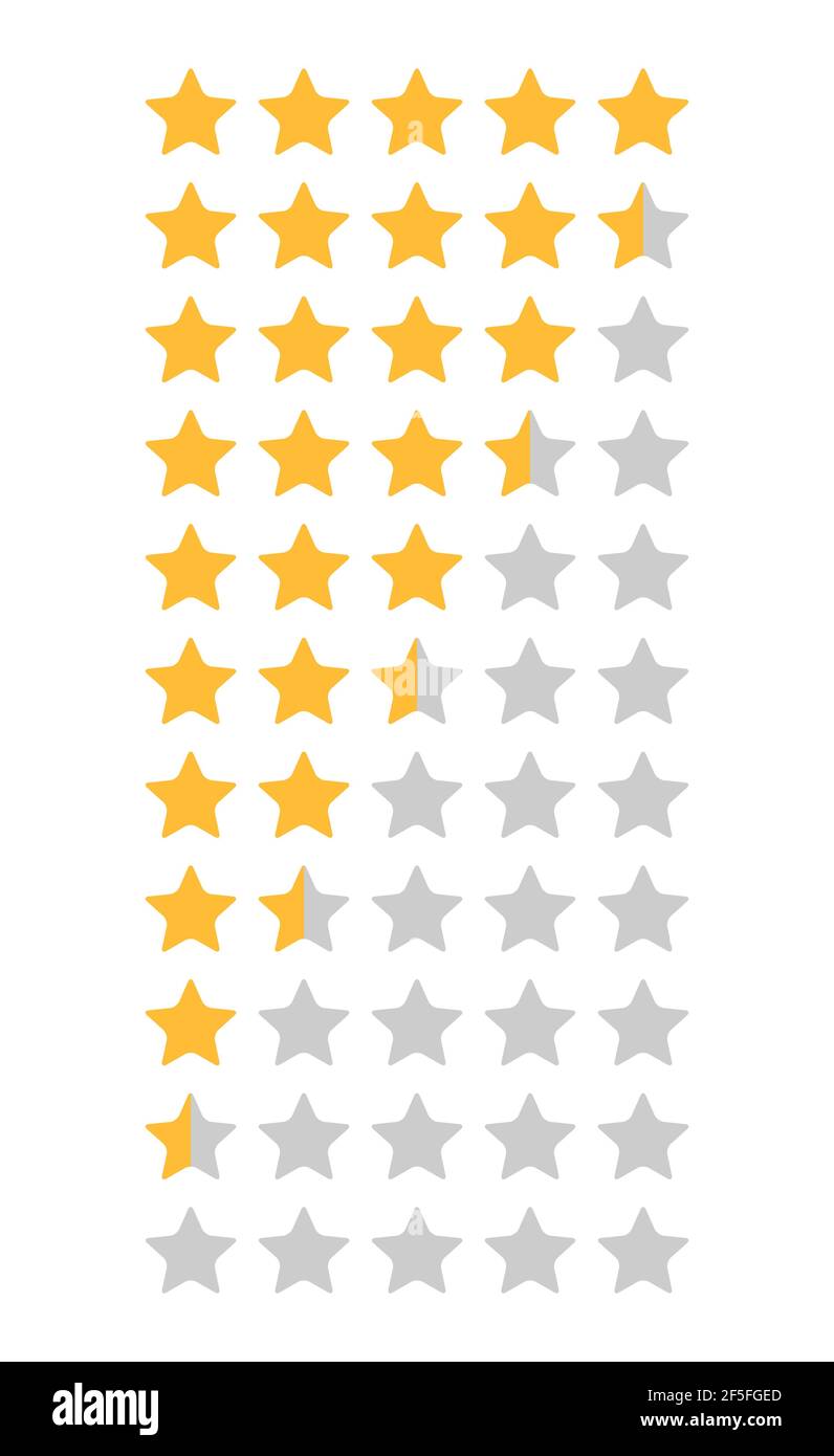 Set étoiles, symbole de qualité client, vecteur évaluation du produit avis plat icône pour hôtel, restaurant etc . Illustration de Vecteur