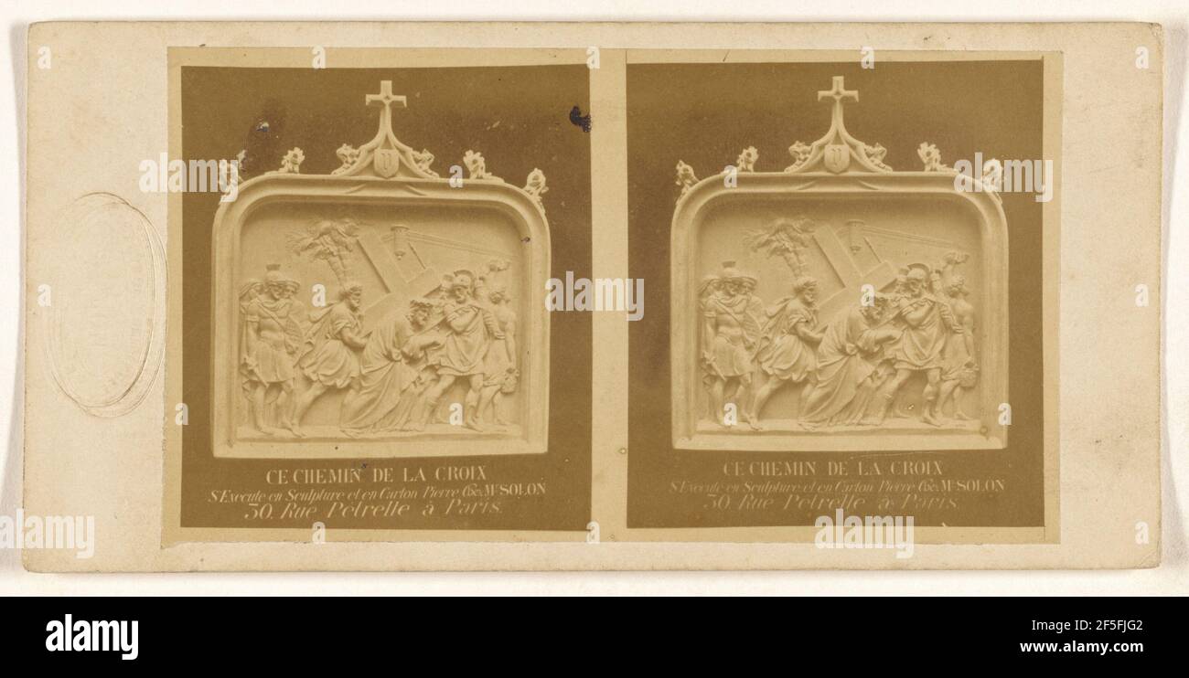 Sculpture de la Cinquième gare de la Croix par Solon. Fabricant inconnu, français Banque D'Images