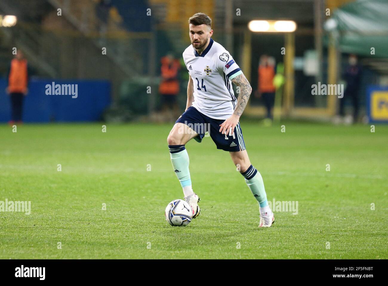 Stuart Dallas d'Irlande du Nord lors de la coupe du monde de la FIFA 2022, match de football du groupe C qualificatifs entre l'Italie et l'Irlande du Nord le 25 mars 2021 au stade Ennio Tardini à Parme, Italie - photo de Laurent Lairys / ABACAPRESS.COM Banque D'Images