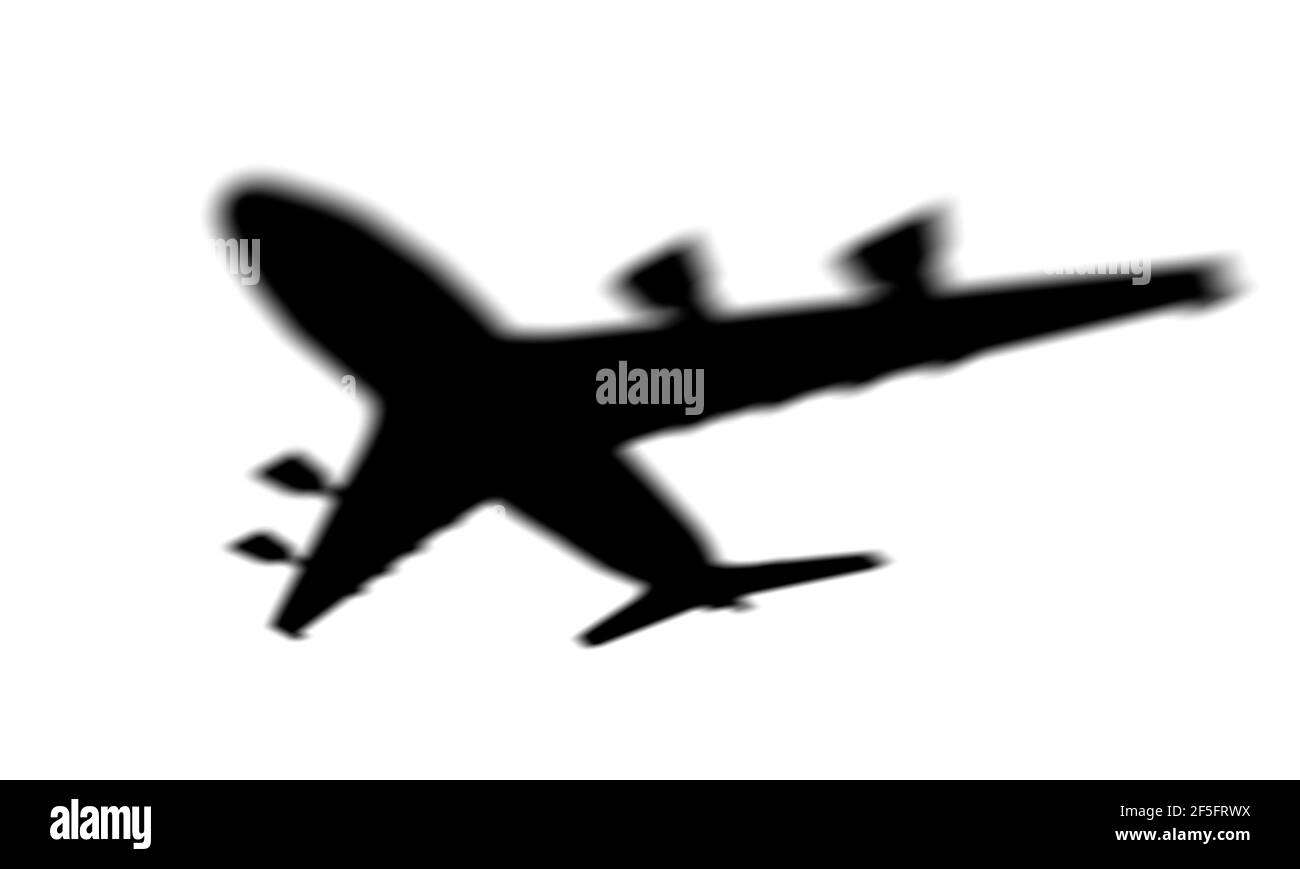 Ombre de l'avion sur un fond blanc. Ombre de l'avion isolée. Photo de haute qualité Banque D'Images