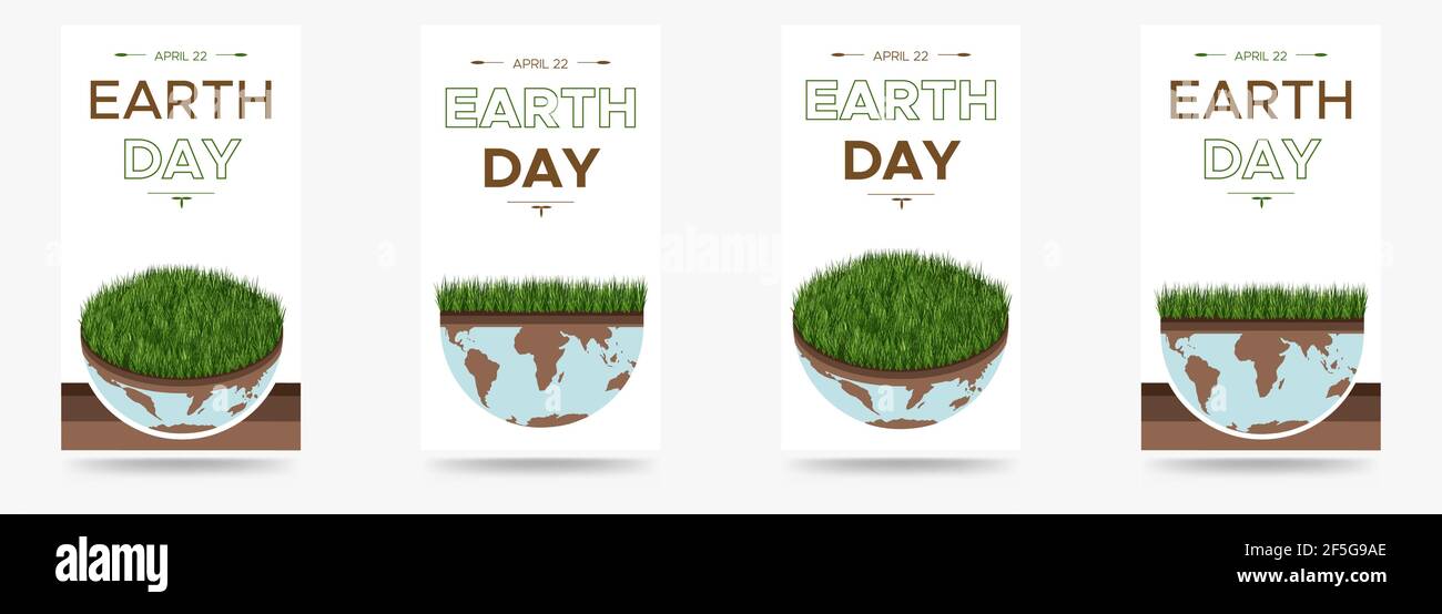 Happy Earth Day - ensemble de vecteurs verticaux éco-illustrations d'un concept environnemental pour sauver le monde. Vision conceptuelle sur le thème de la sauvegarde de la pl Illustration de Vecteur