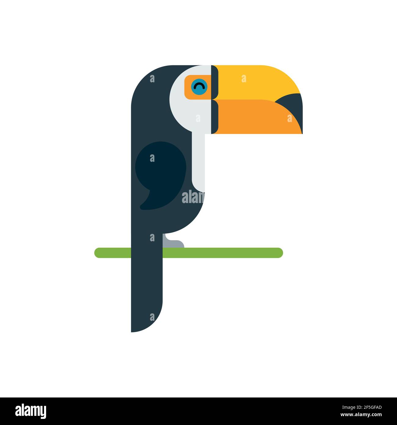 La nature brésilienne des oiseaux de toucan, illustration vectorielle sur fond blanc. Icône. Illustration de Vecteur