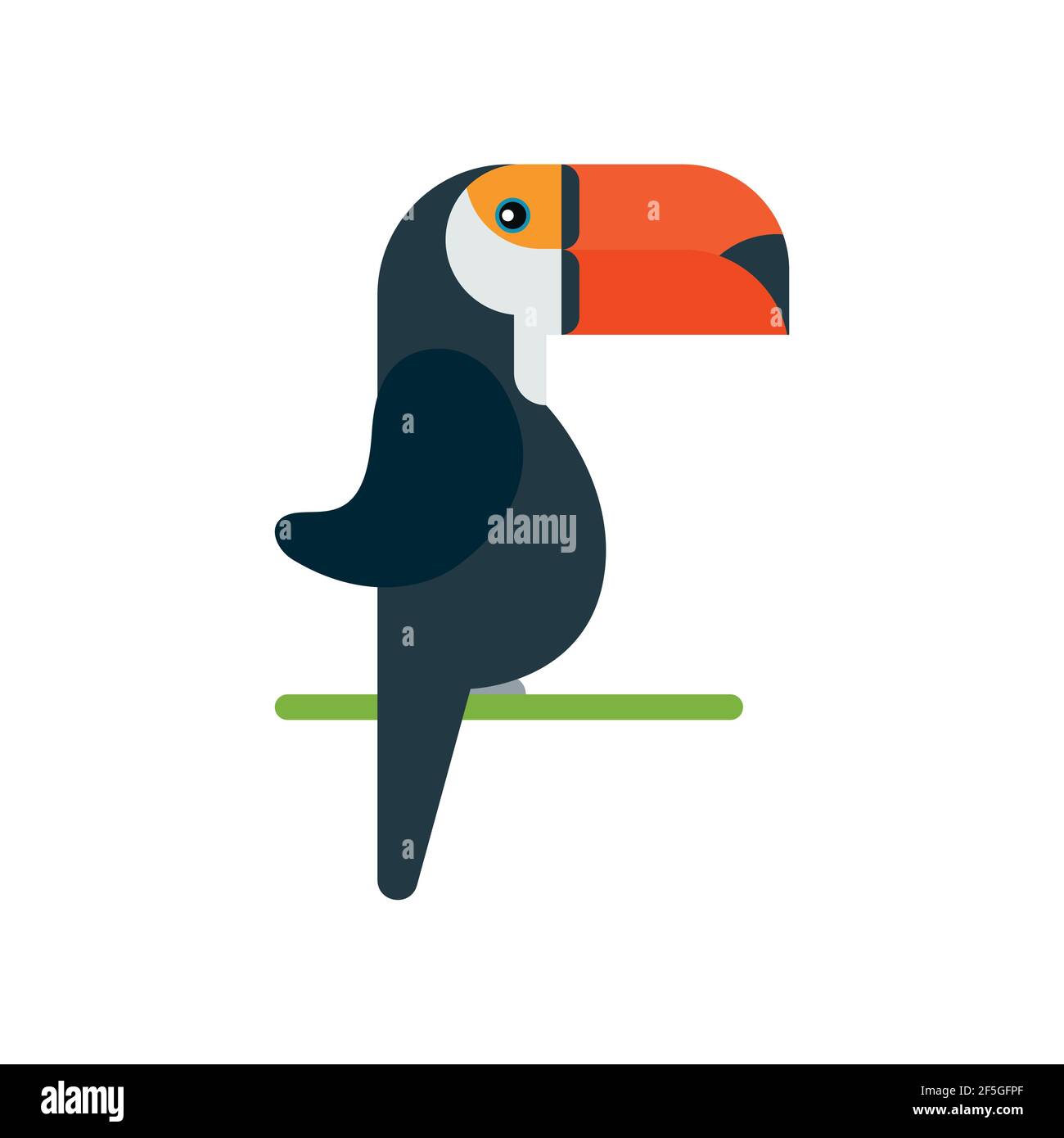 La nature brésilienne des oiseaux de toucan, illustration vectorielle sur fond blanc. Icône. Illustration de Vecteur