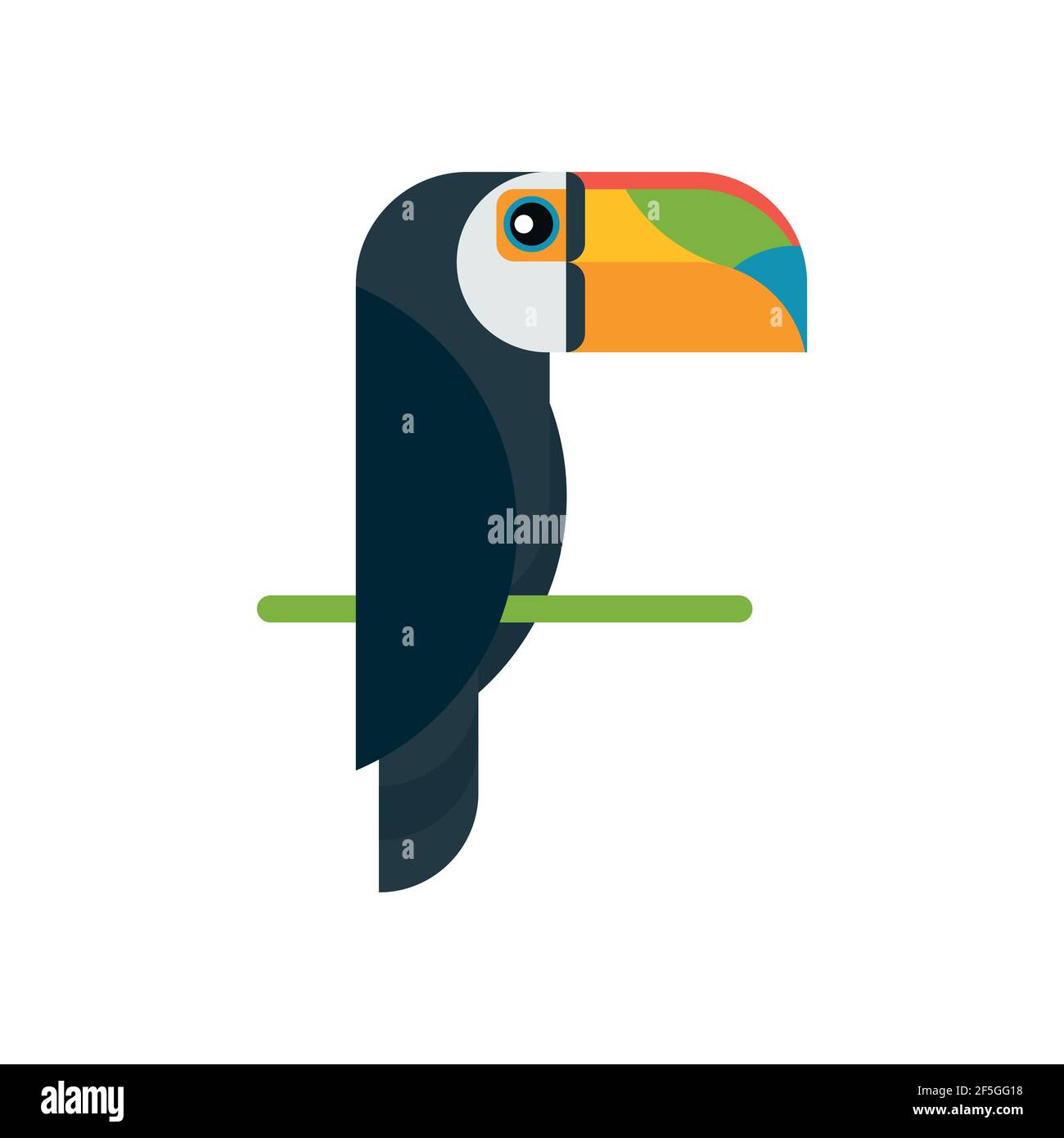 La nature brésilienne des oiseaux de toucan, illustration vectorielle sur fond blanc. Icône. Illustration de Vecteur