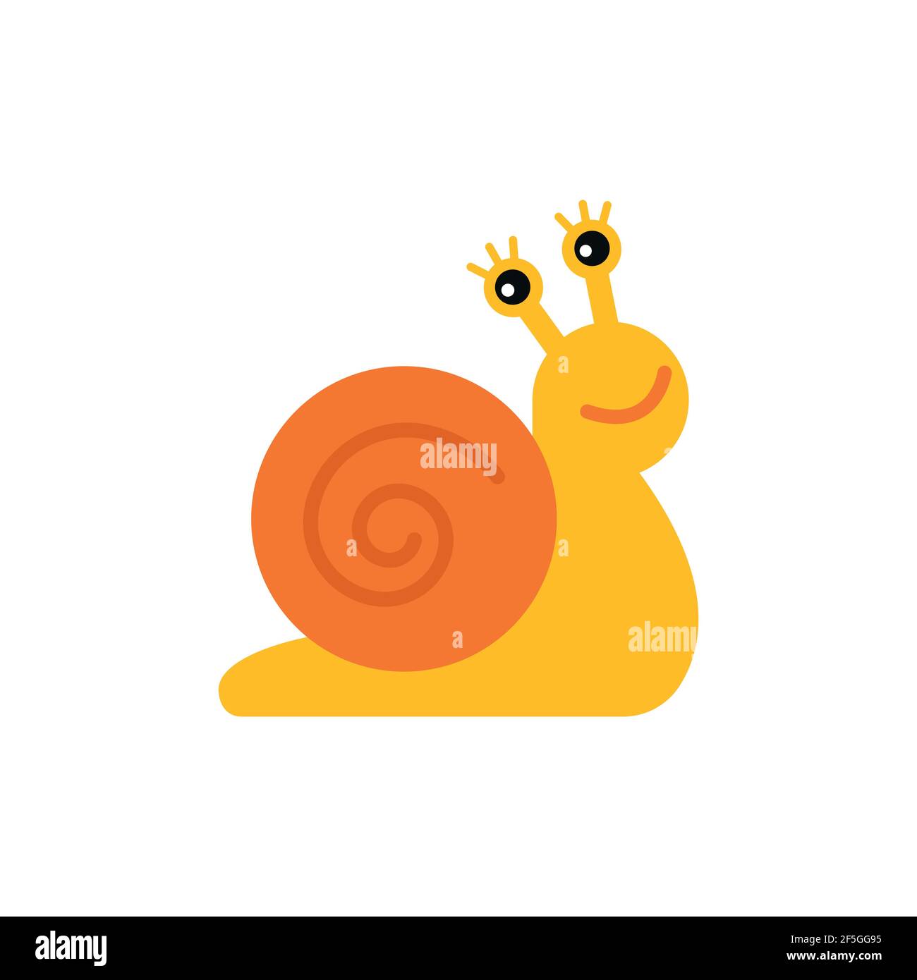 Adorable escargot de dessin animé sur fond blanc. Illustration vectorielle. Icône. Illustration de Vecteur