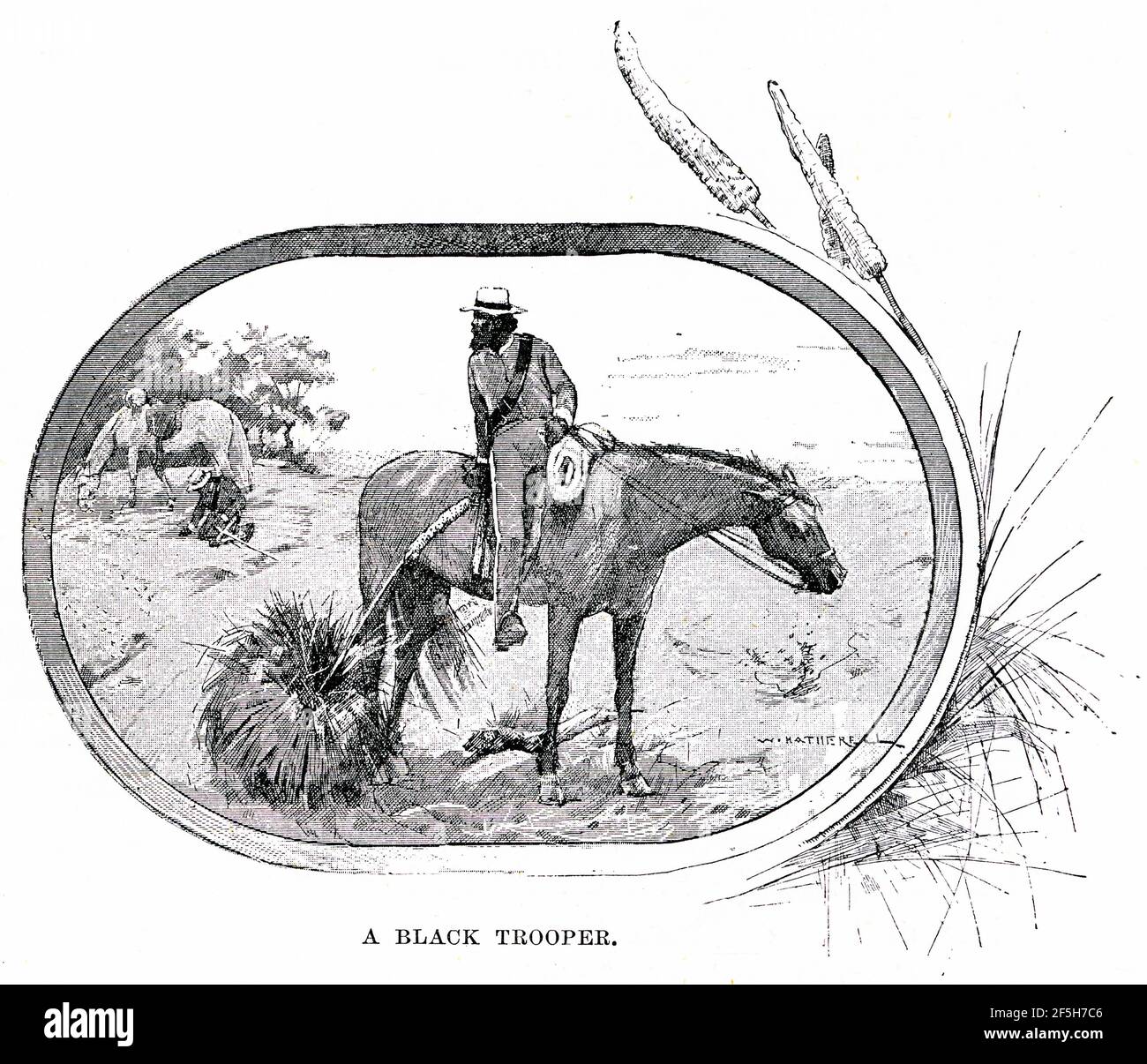 Gravure d'un soldat aborigène en Australie, vers 1887 Banque D'Images