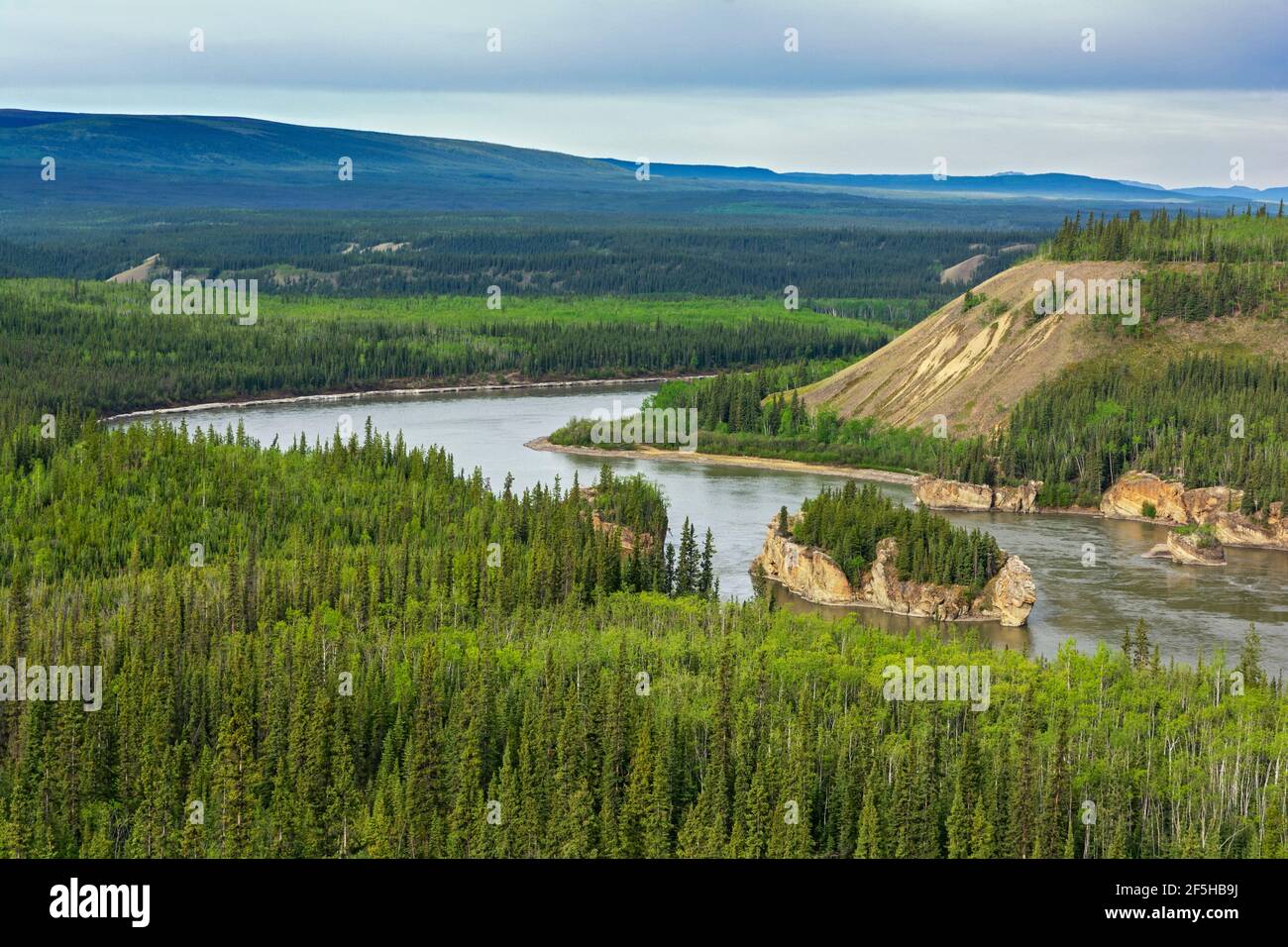 Canada, route Klondike, fleuve Yukon, Five Finger Rapid entre Whitehorse et Dawson City Banque D'Images
