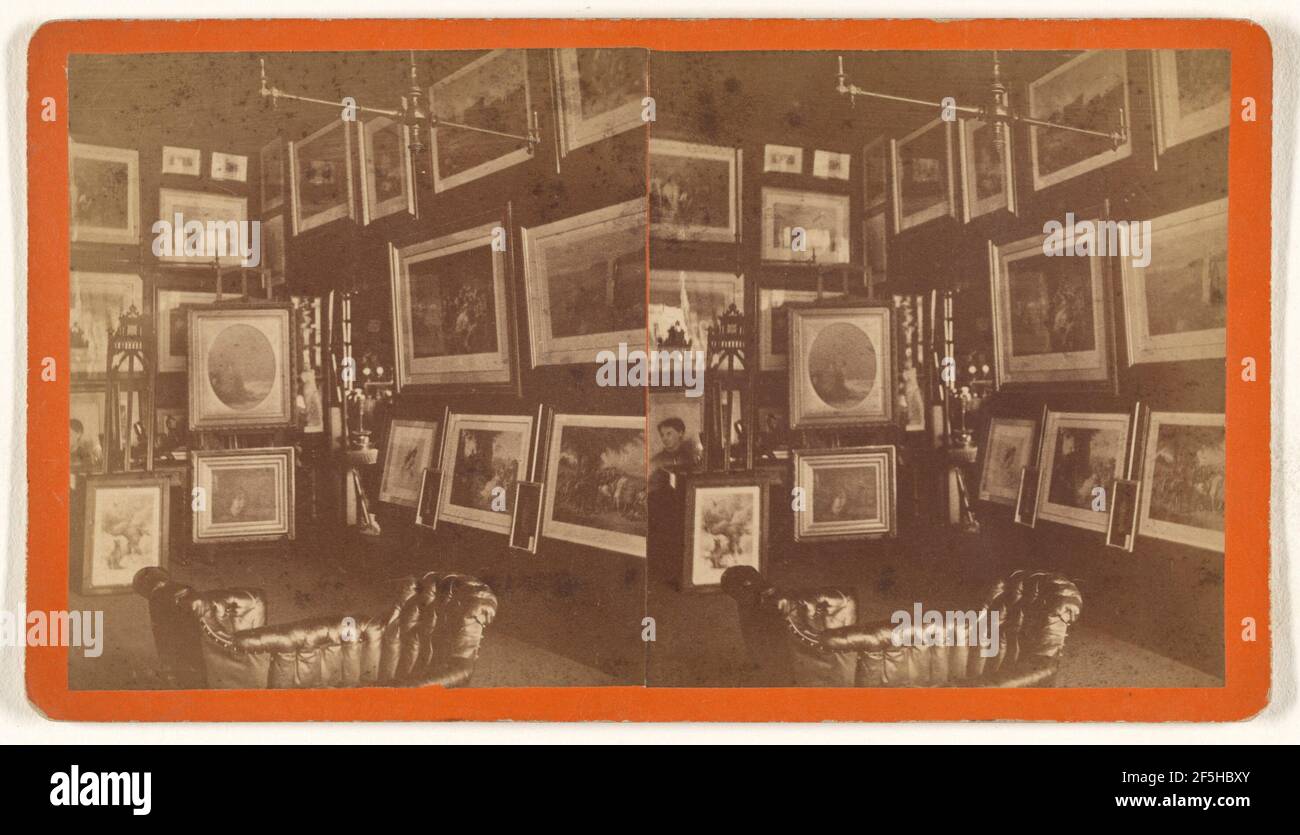 Vue sur l'une des trois salles consacrées aux photos du magasin d'art de Gill, et montrant principalement des gravures. Fabricant inconnu, américain Banque D'Images