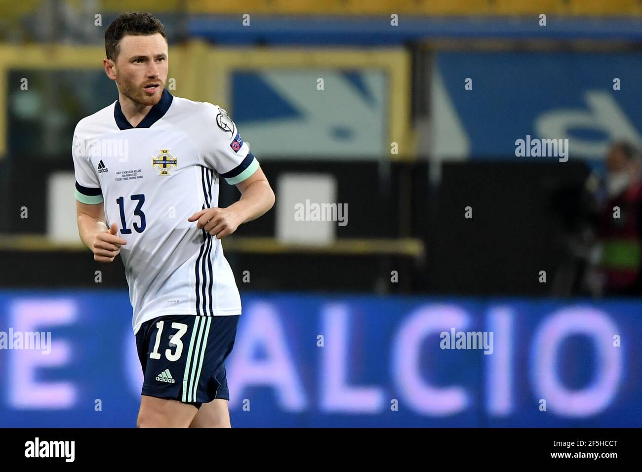 Parme, Italie. 25 mars 2021. Corry Evans d'Irlande du Nord réagit lors du match de qualification de la coupe du monde de la FIFA 2022 entre l'Italie et l'Irlande du Nord au stadio Ennio Tardini à Parme (Italie), le 25 mars 2021. Photo Andrea Staccioli/Insidefoto crédit: Insidefoto srl/Alamy Live News Banque D'Images