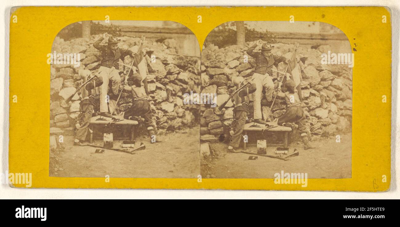 Enfants jouant à la guerre. Inconnu Banque D'Images