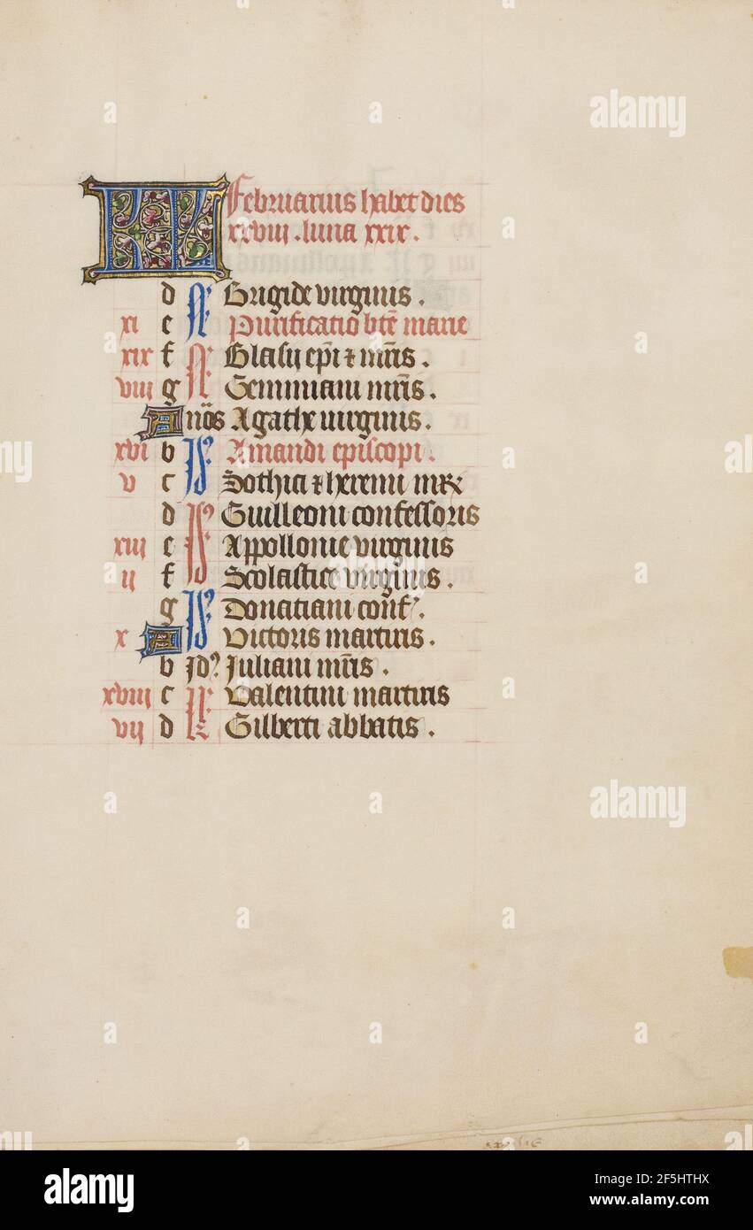 Page du calendrier de février. Inconnu Banque D'Images