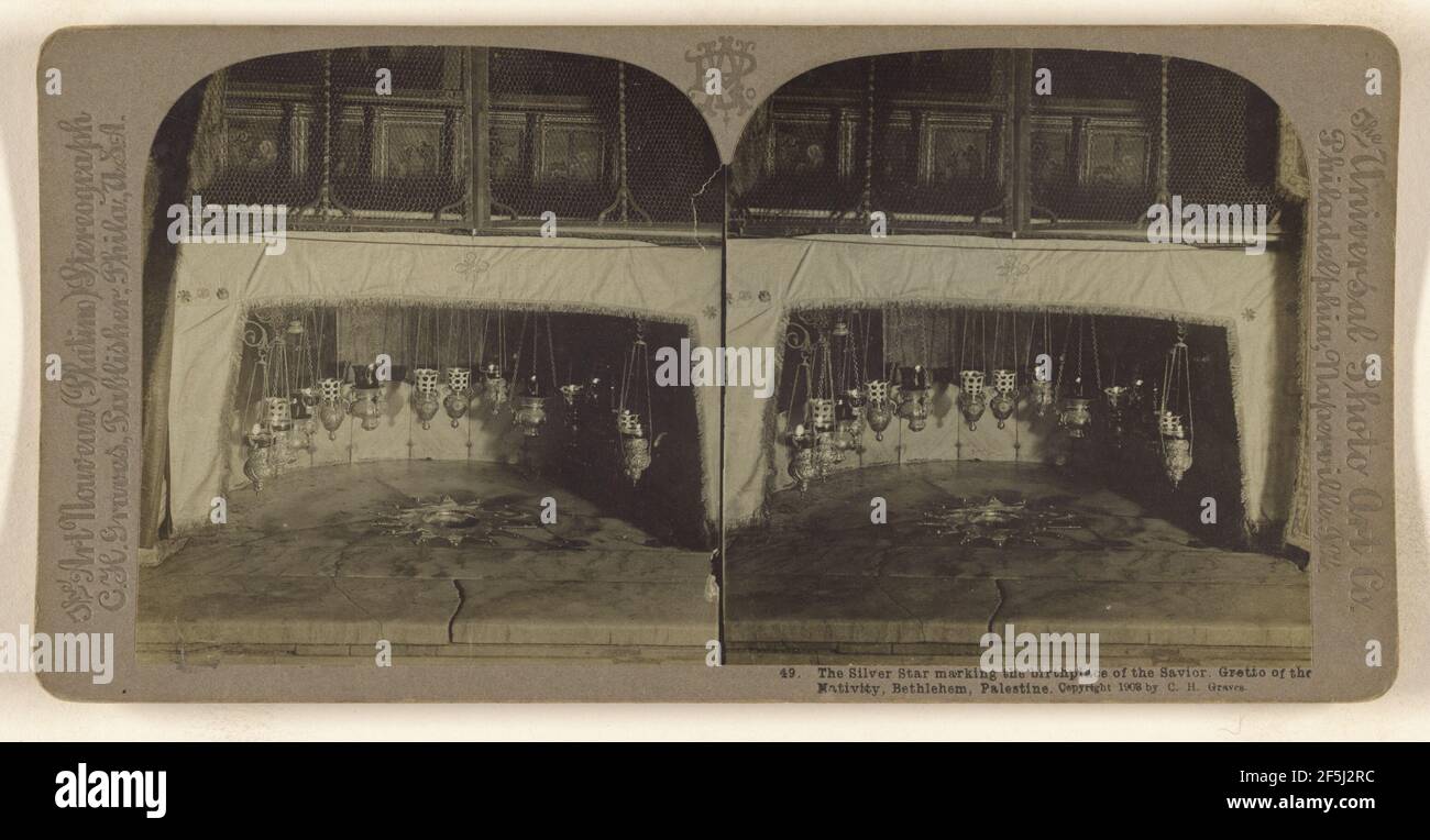 L'étoile d'argent marquant le lieu de naissance du Sauveur. Gretto de la Nativité, Bethléem, Palestine. Carleton H. graves (américain, 1867 - 1943) Banque D'Images