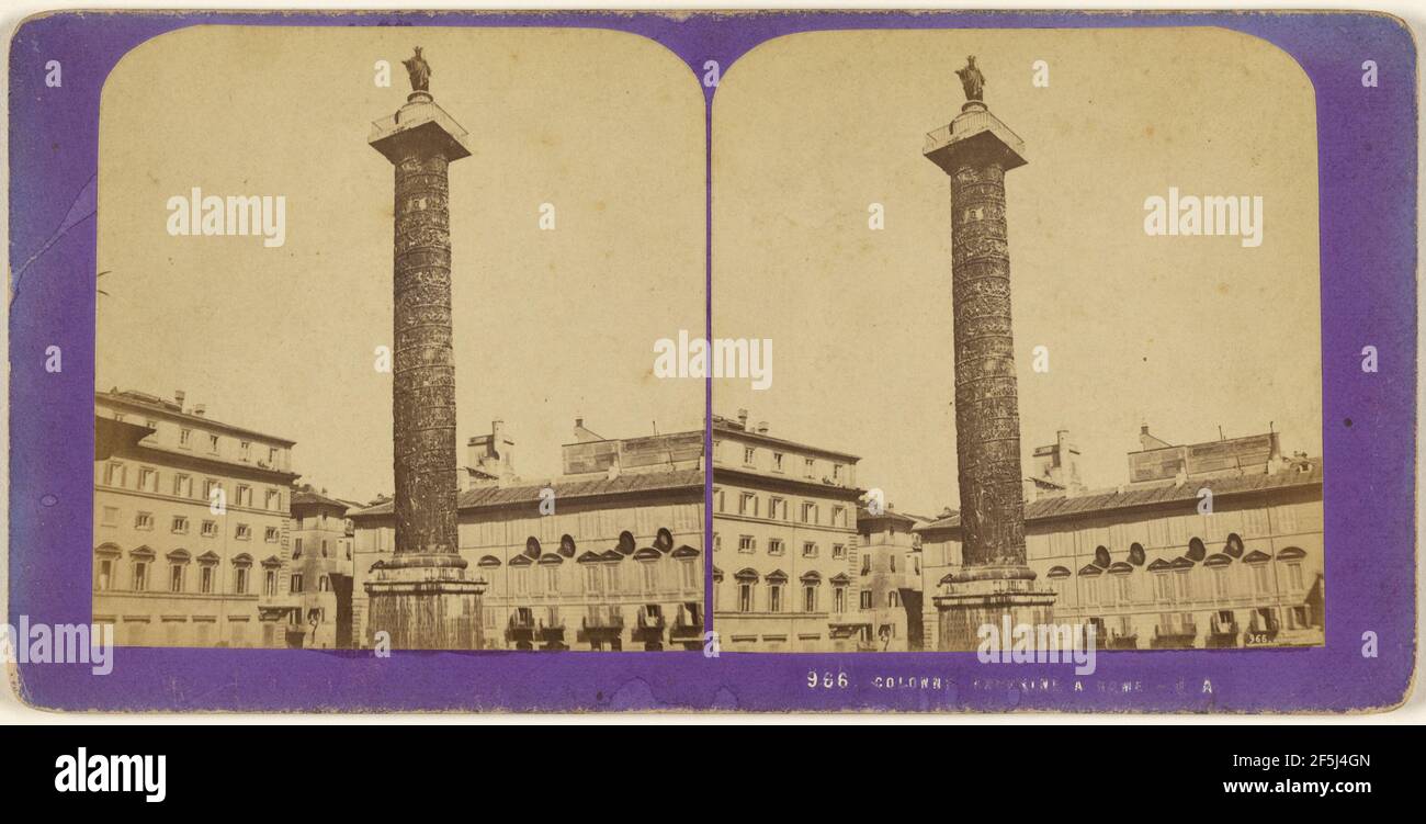 Colonne Antonine (aussi appelée colonne d'Antonin le Pieux), Rome. Attribué à Jules Andrieu (français, 1816 - après 1876) Banque D'Images