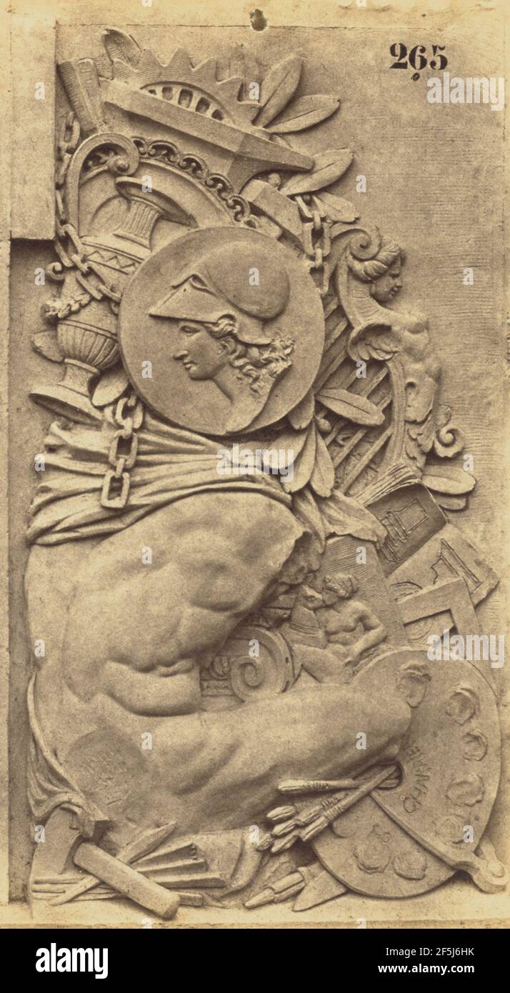 Détail de la décoration du deuxième étage du Pavillon Richelieu, Louvre, Paris. Édouard Baldus (né en Allemagne, 1813 - 1889) Banque D'Images