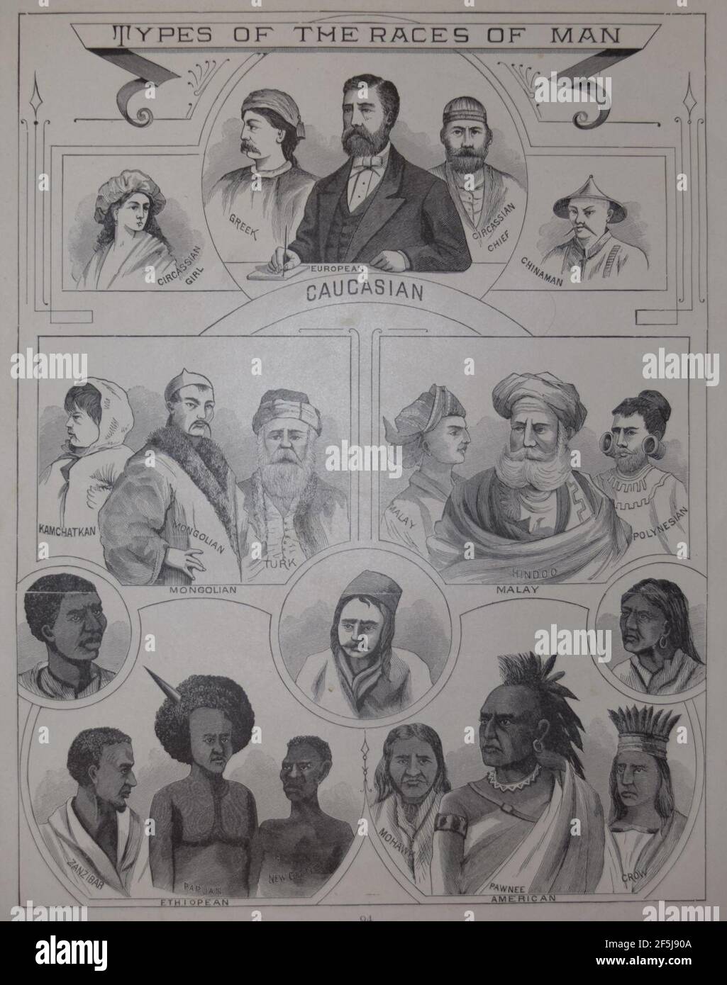 Représentation raciste des types de races des hommes. Banque D'Images