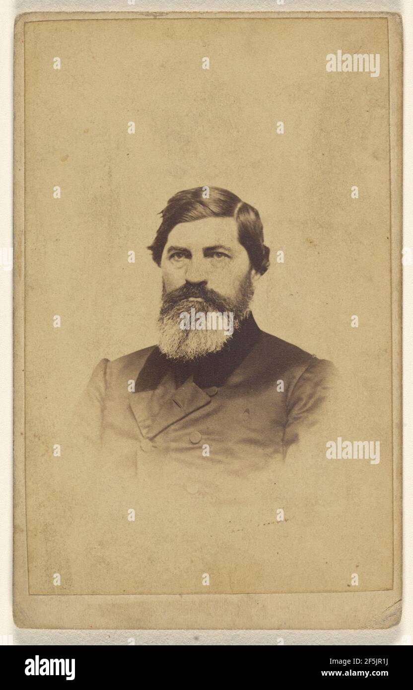 Homme non identifié avec une barbe complète, grisâtre au fond, en style vignette. Miles et Foster Banque D'Images