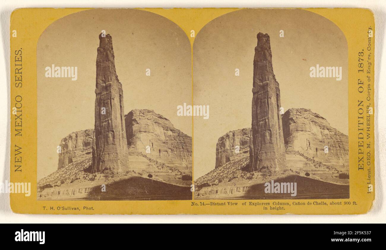 Vue à distance de la colonne Explorers, Canon de Chelle, environ 900 pi de hauteur. Timothy H. O'Sullivan (américain, vers 1840 - 1882) Banque D'Images
