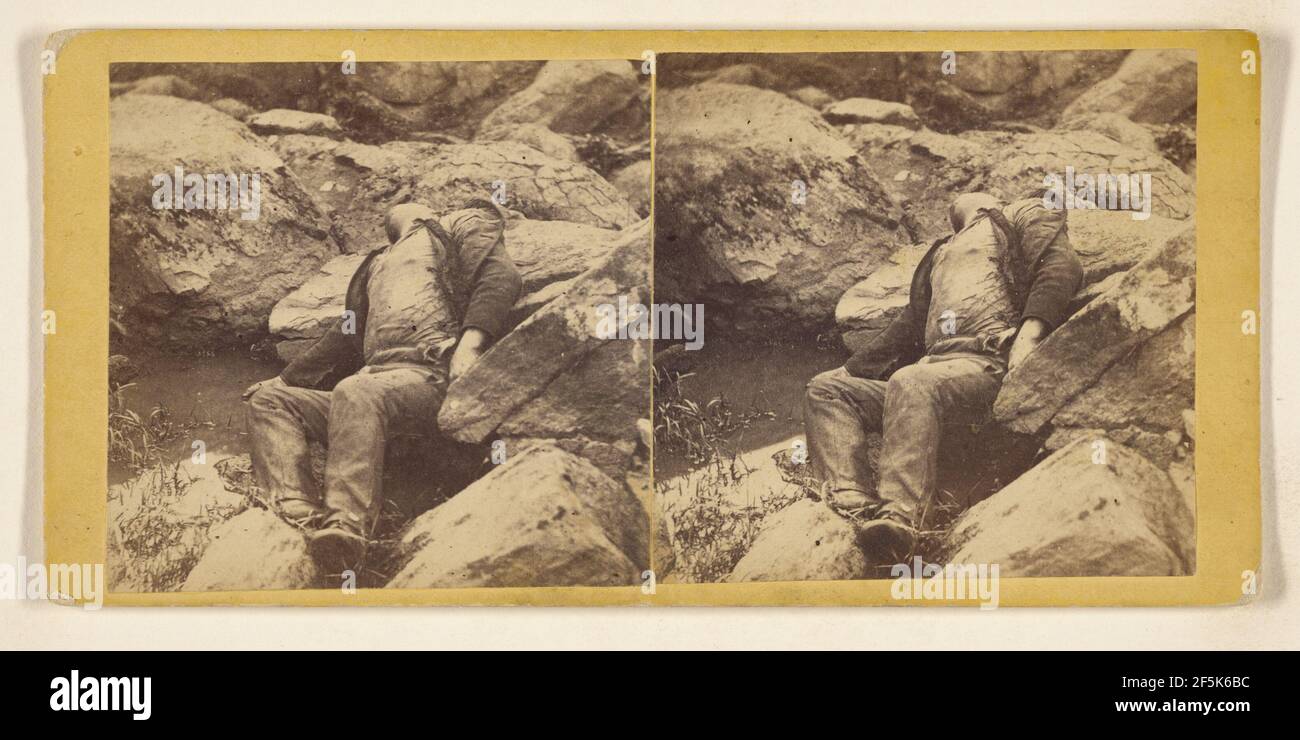 Incidents photographiques de la guerre. Tout maintenant - Confederate Sharp-Shooter au pied de Round Top, Gettysburg. Alexander Gardner (américain, né en Écosse, 1821 - 1882) Banque D'Images