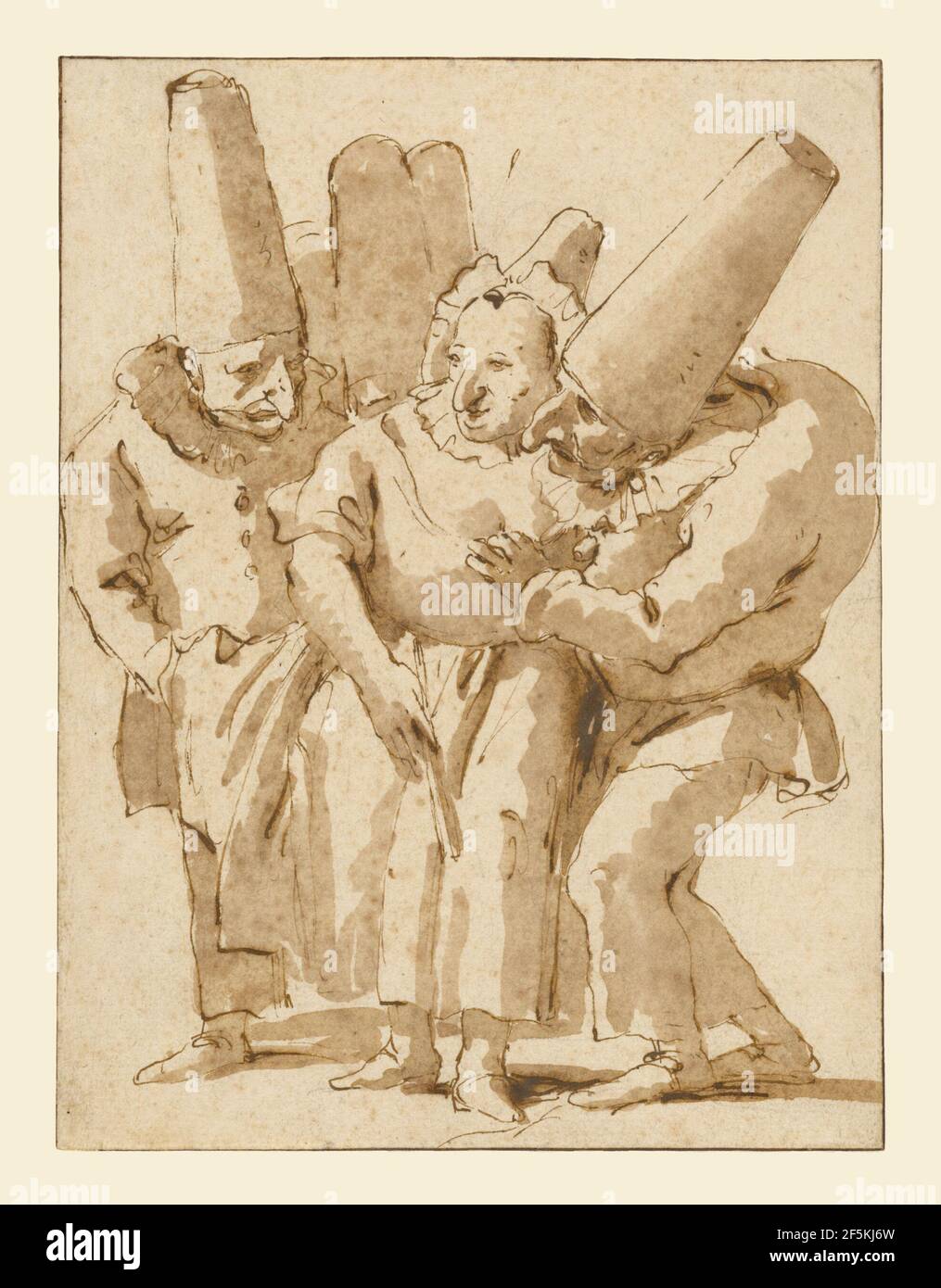 Punchinellos s'approche d'une femme. Giovanni Battista Tiepolo (italien, 1696 - 1770) Banque D'Images