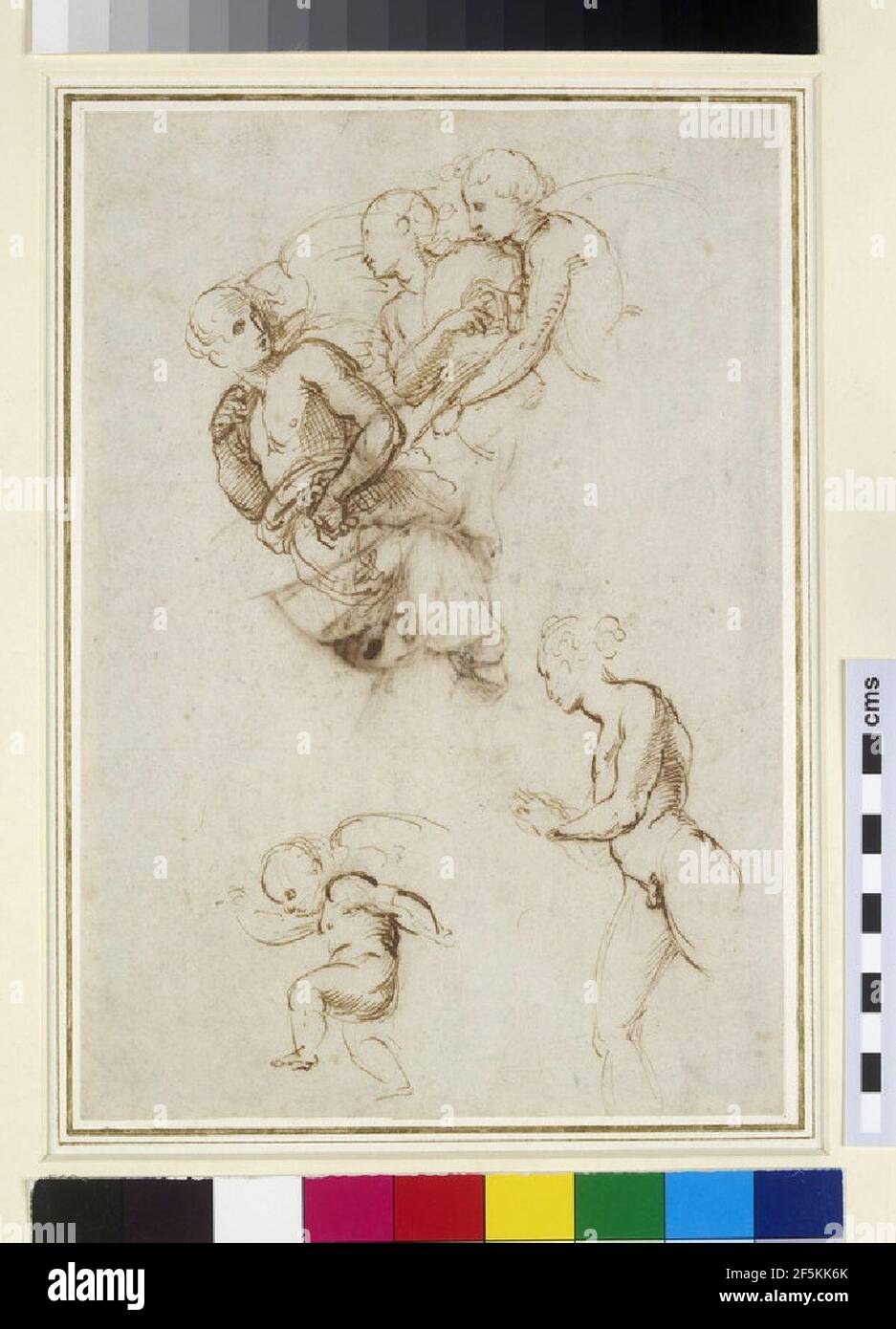 Raphael - Etudes de Recto pour un groupe d'Anges volants, WA1846.190. Banque D'Images