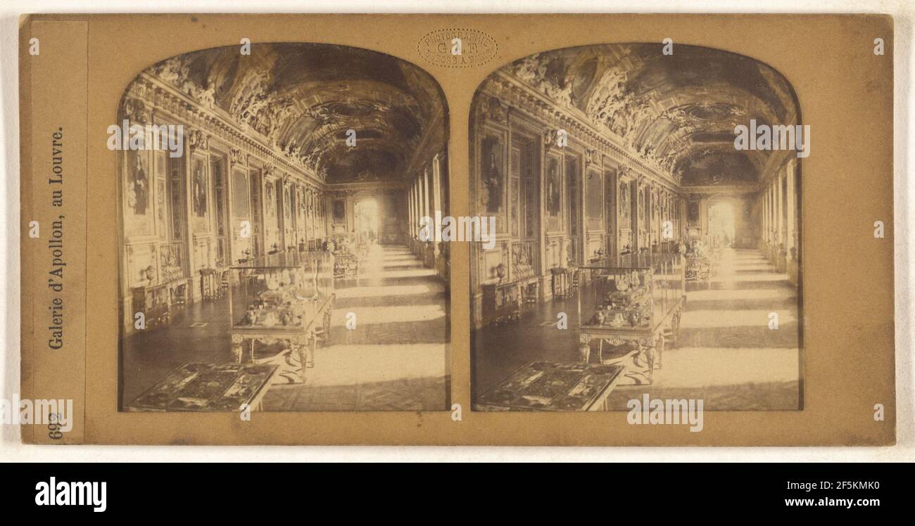 Galerie d'Apollon, au Louvre. F. Grau G.A.F. (Français, actif 1850 - 1860 s) Banque D'Images
