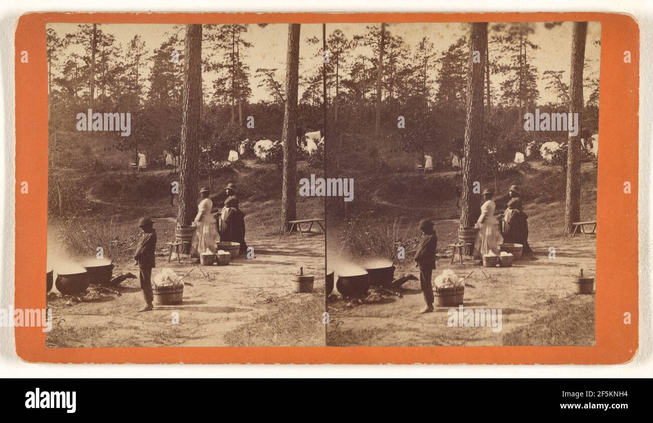 Camp de lavage. J.A. Palmer (américain, actif des années 1860 à 1870) Banque D'Images