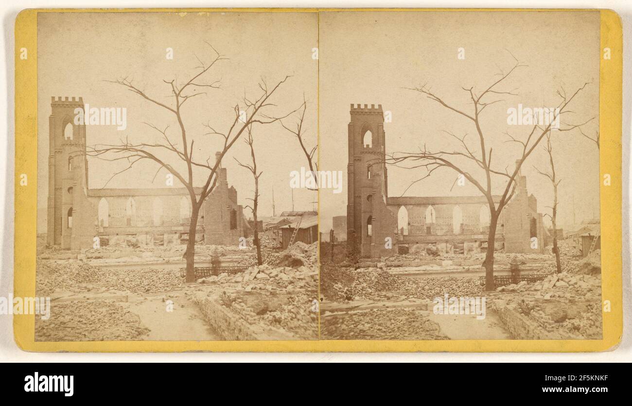Bâtiment non identifié, ruines du feu de Chicago, 1871. John Bullock (américain, né en 1827) Banque D'Images