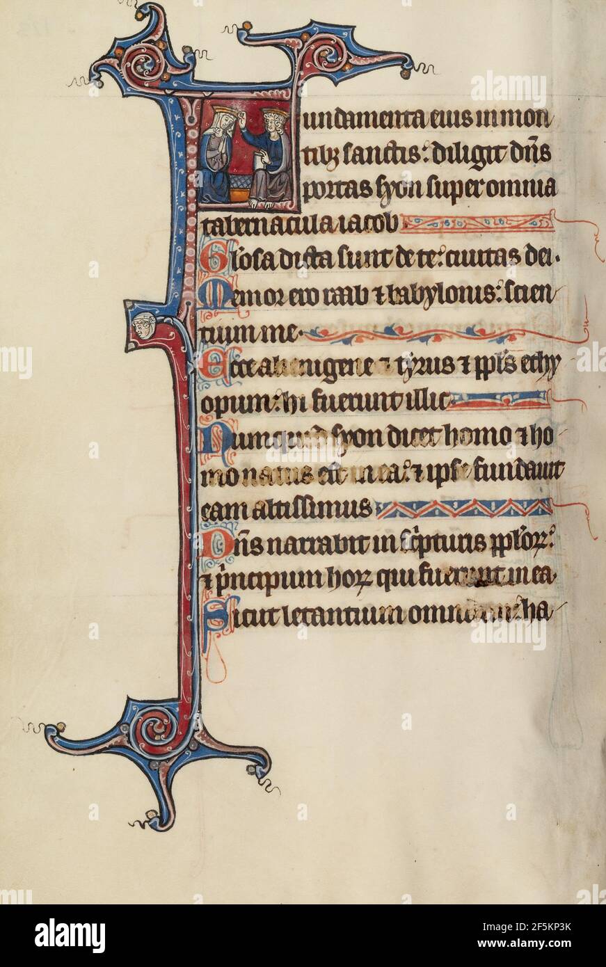 F initial : le couronnement de la Vierge. Bute Master (franco-flamand, actif vers 1260 - 1290) Banque D'Images