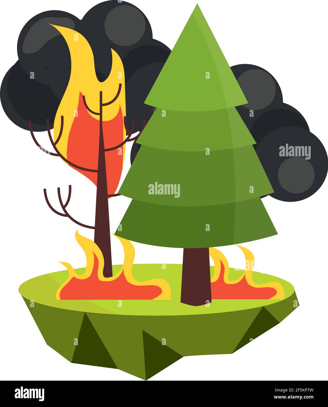 feu de forêt brûlant arbres catastrophe naturelle Illustration de Vecteur