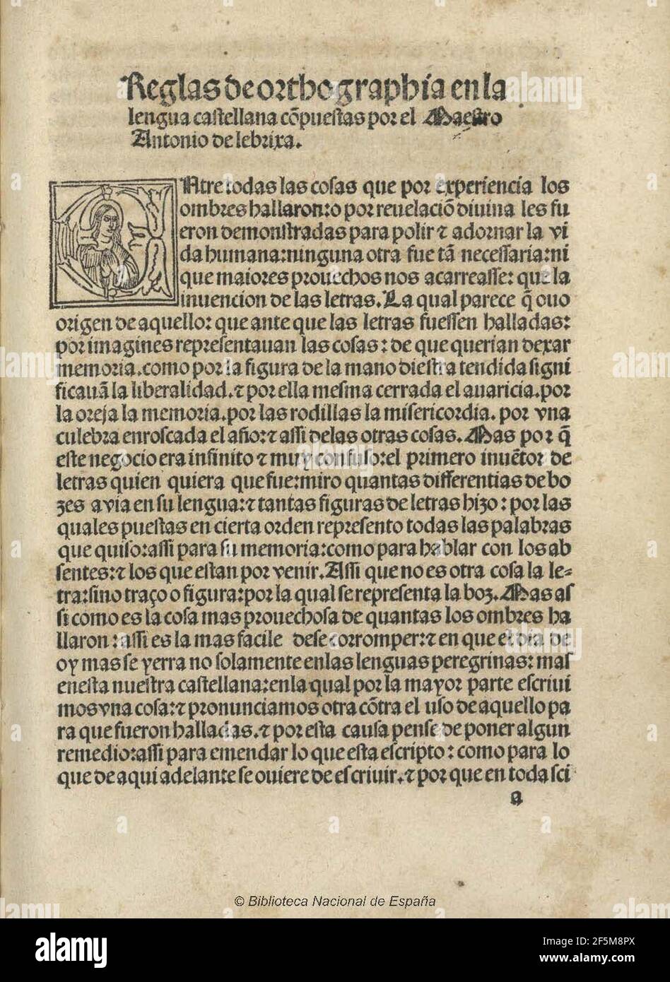 Reglas de orthographia lengua castellana Nebrija 1517. Banque D'Images