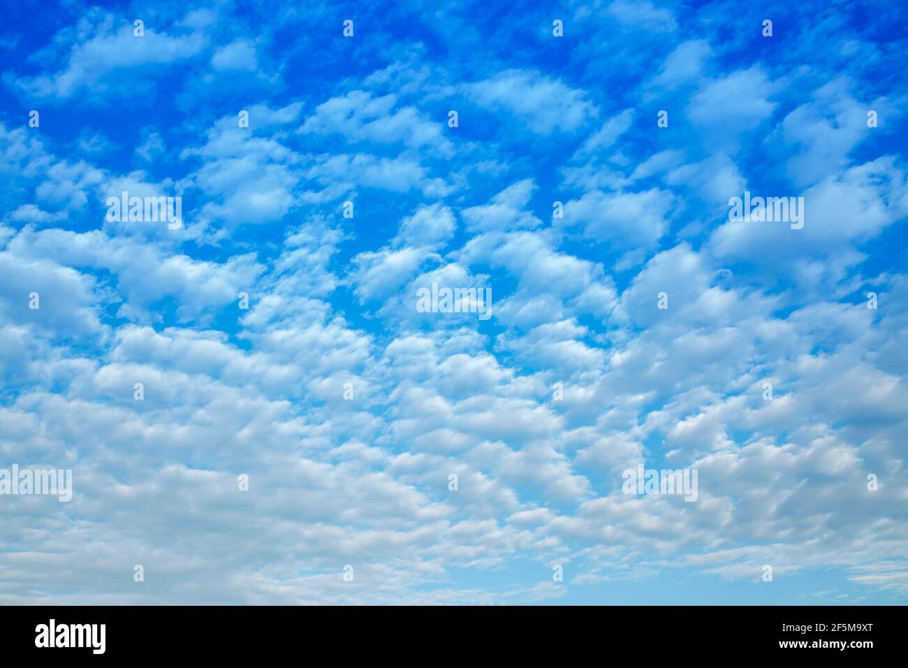 Ciel bleu et nuages à point aux sable dans la république de Maurice. Banque D'Images