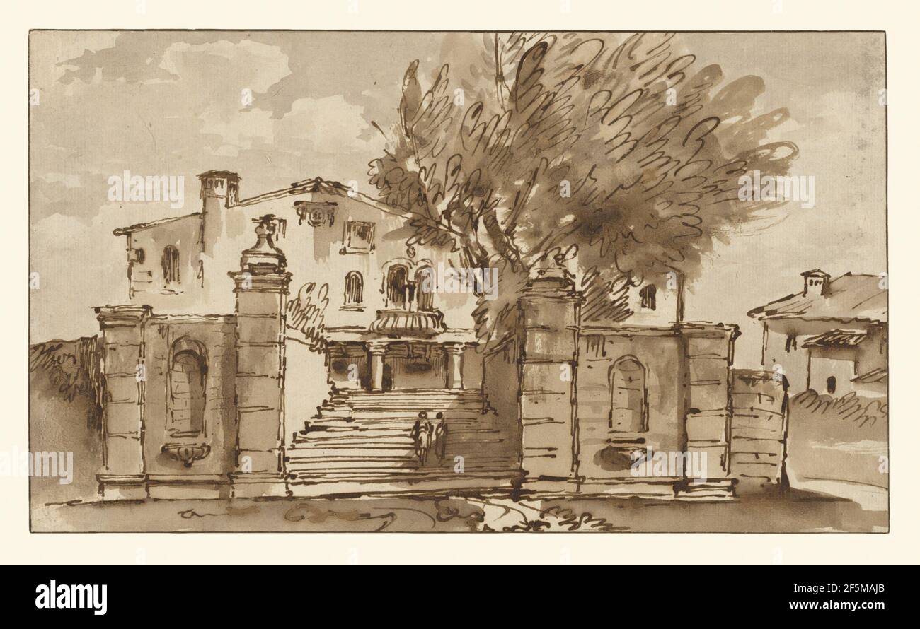 Vue sur une villa. Giovanni Battista Tiepolo (italien, 1696 - 1770) Banque D'Images