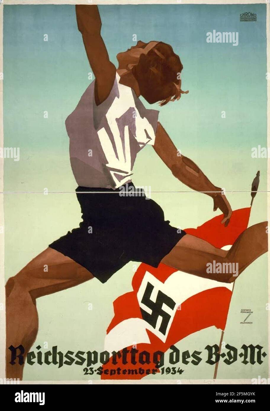 Reichsporttag des B.D.M. 23 septembre 1934 - Ludwig HOHLWEIN München Plakat Poster Banque D'Images