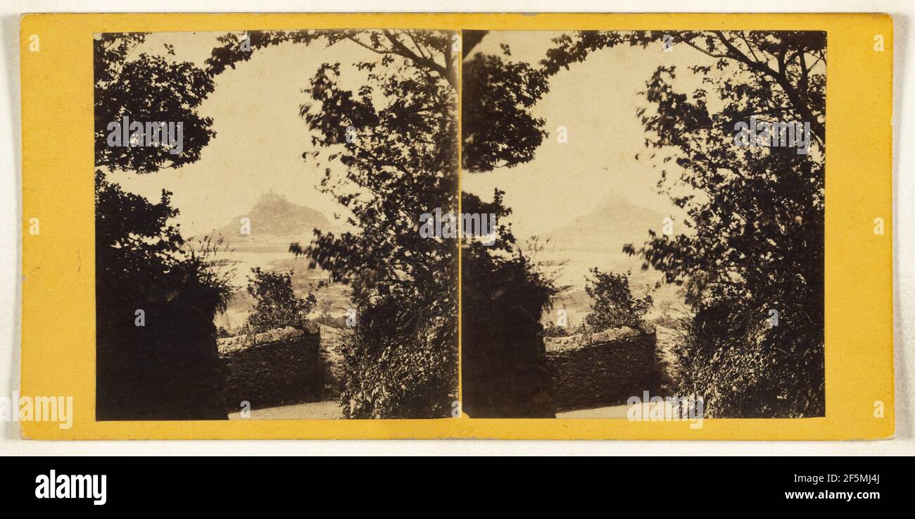 Cornouailles. Une PEP au mont St. Michael's. De Marazion Beacon... A. L. Coke (britannique, actif 1860 s) Banque D'Images