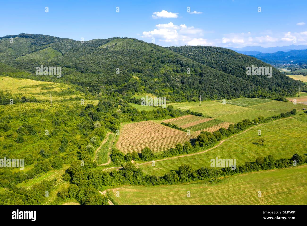 Vue aérienne du drone du vaste paysage du campagne Banque D'Images